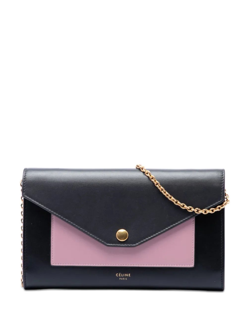 2018 Bicolor Leather Pocket Envelope Wallet On Chain crossbody bag