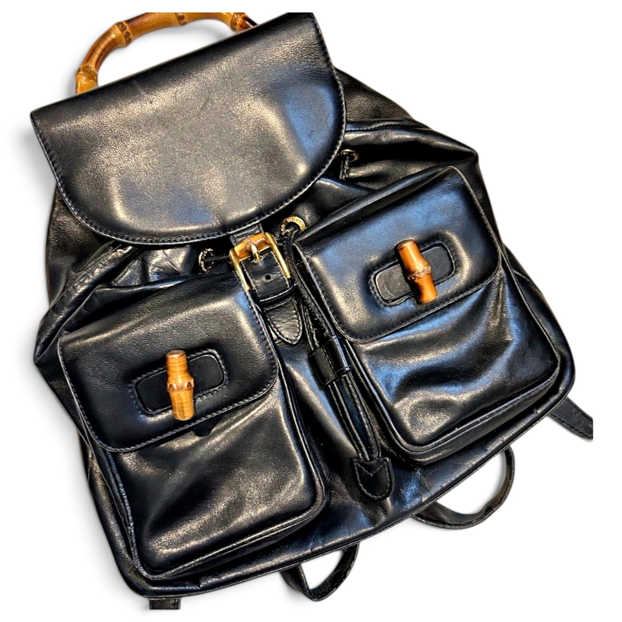 Vintage Bamboo leather backpack