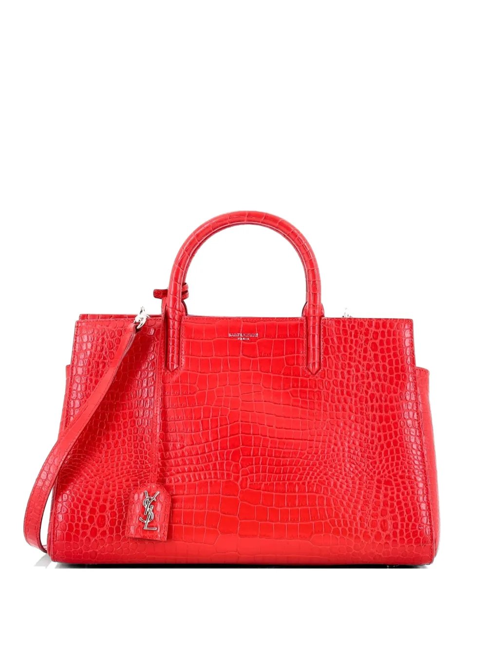 Rive Gauche Cabas Crocodile Embossed Leather Small satchel