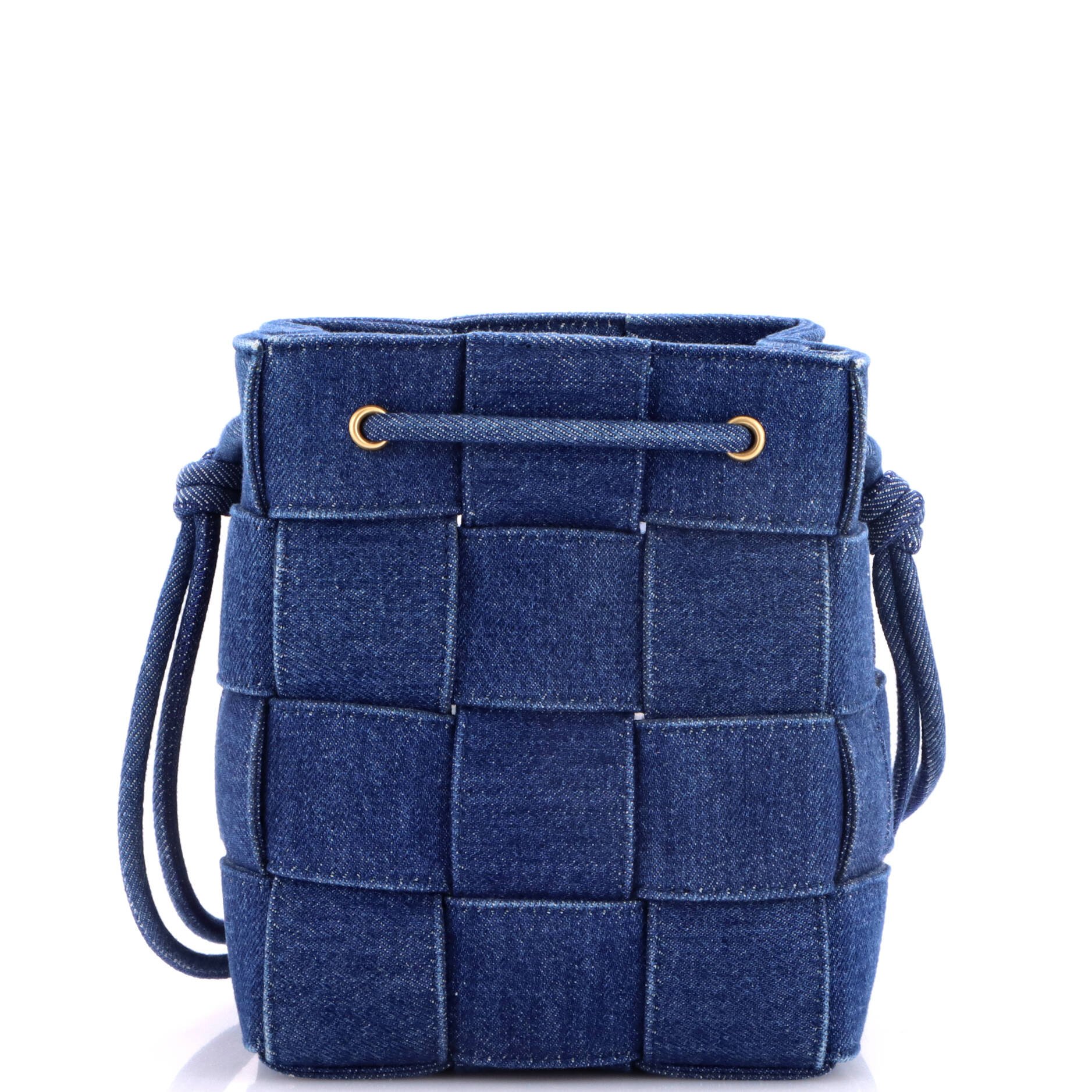 Bottega Veneta Cassette Bucket Bag Maxi Intrecciato Denim Small