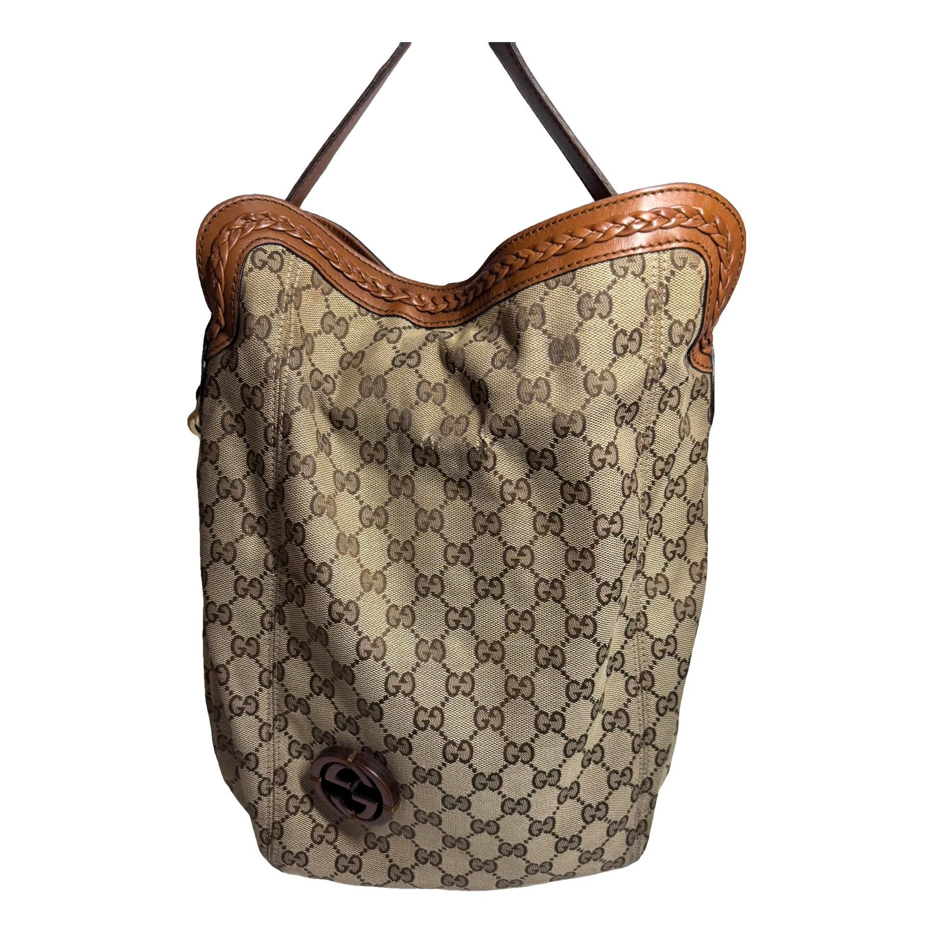 Interlocking leather handbag