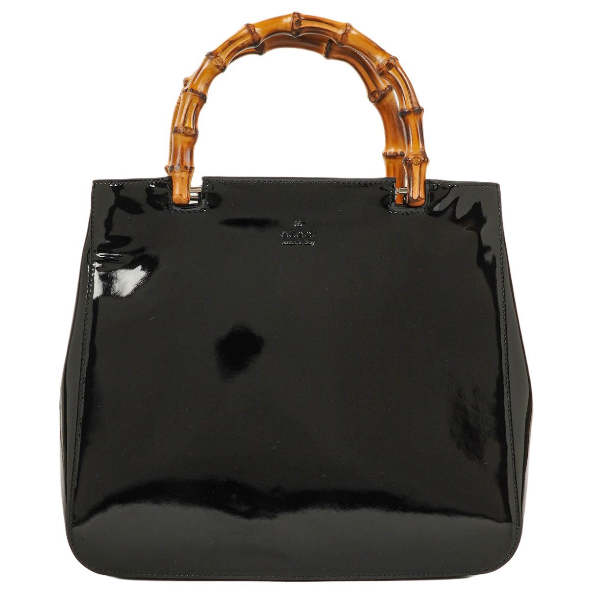 Bamboo Top Handle patent leather handbag