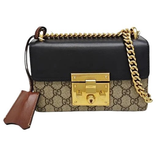 Padlock leather handbag