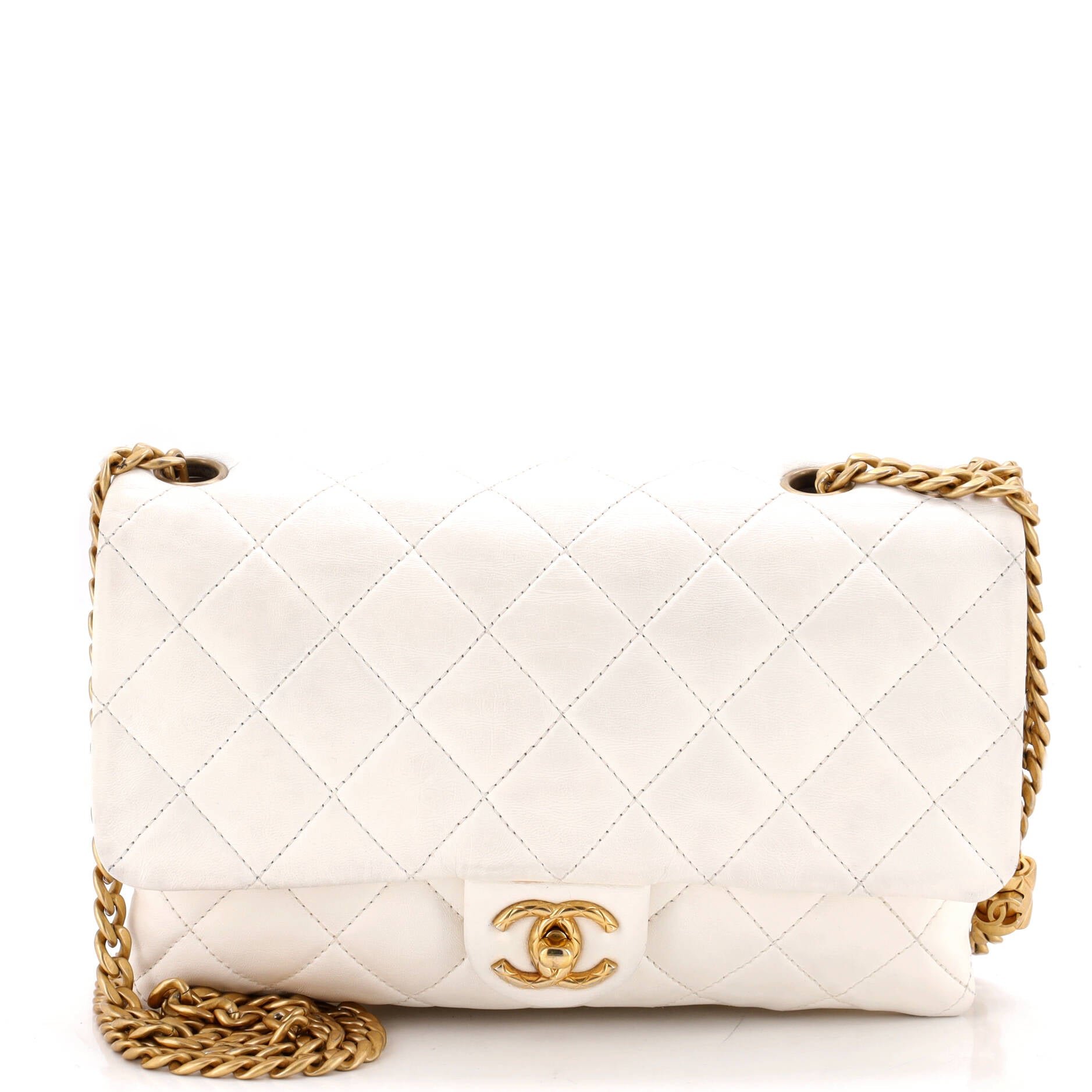 Pillow Crush Flap Bag Quilted Lambskin Medium