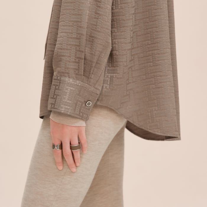 "Mosaique" Ascot Collar Shirt
