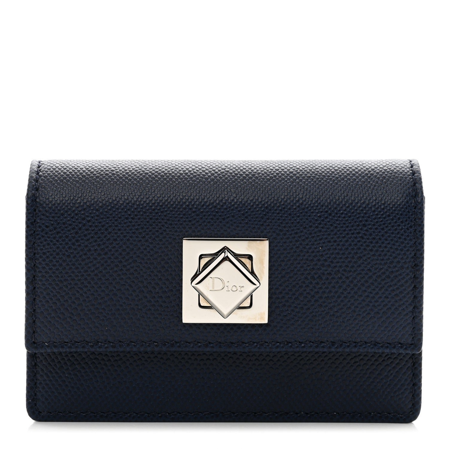 Dior Grained Calfskin Turn Me Envelope Gusseted Card Holder Navy