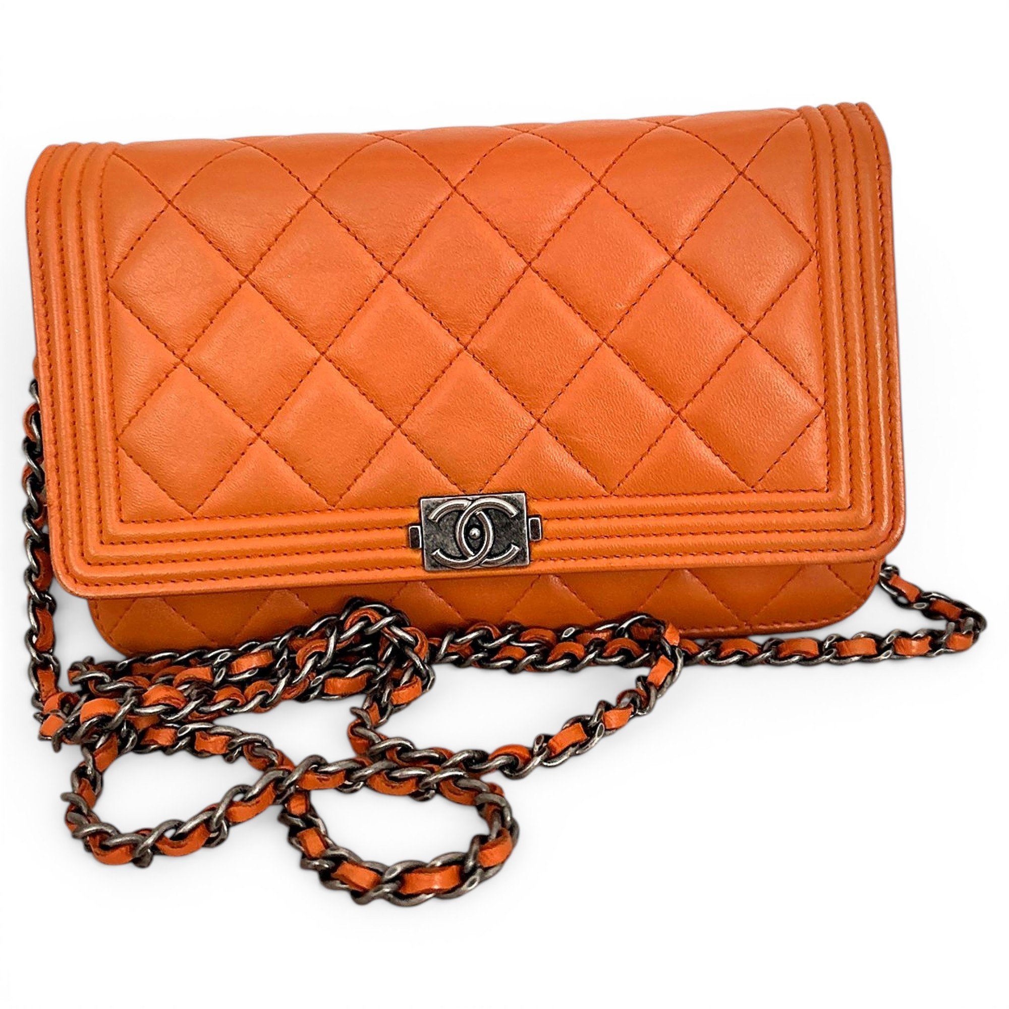 Wallet On Chain Boy Half Flap leather crossbody bag