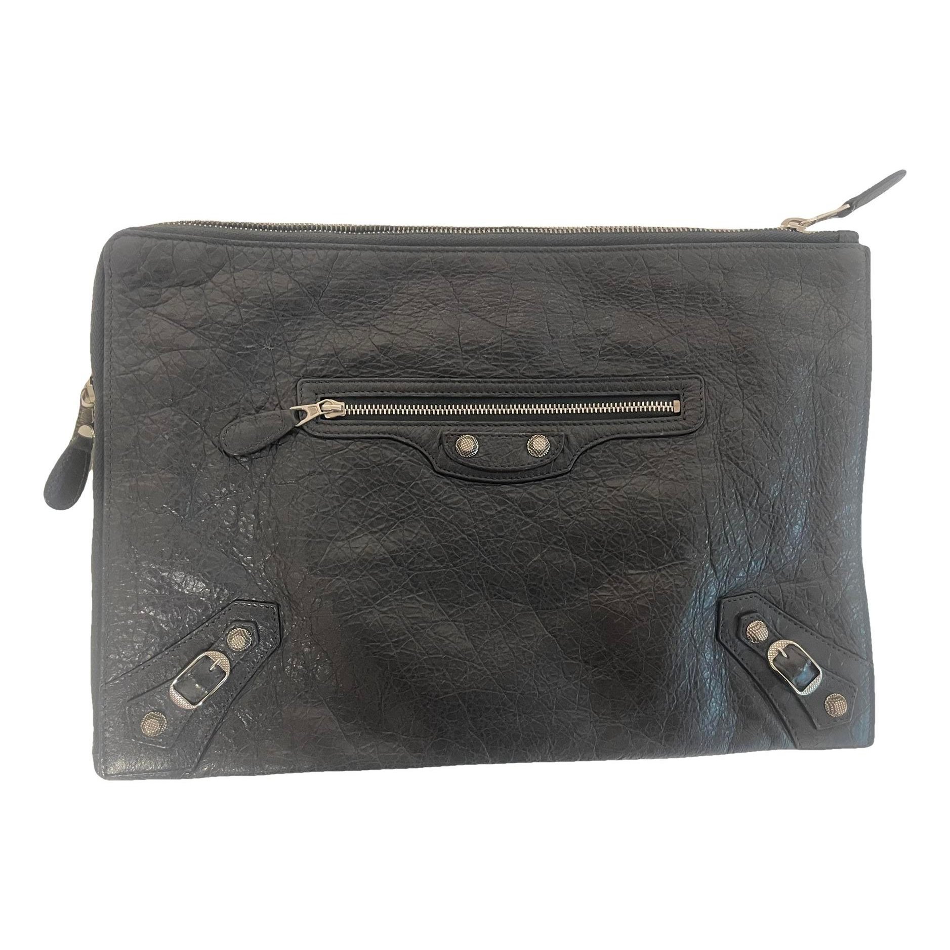 Leather clutch bag