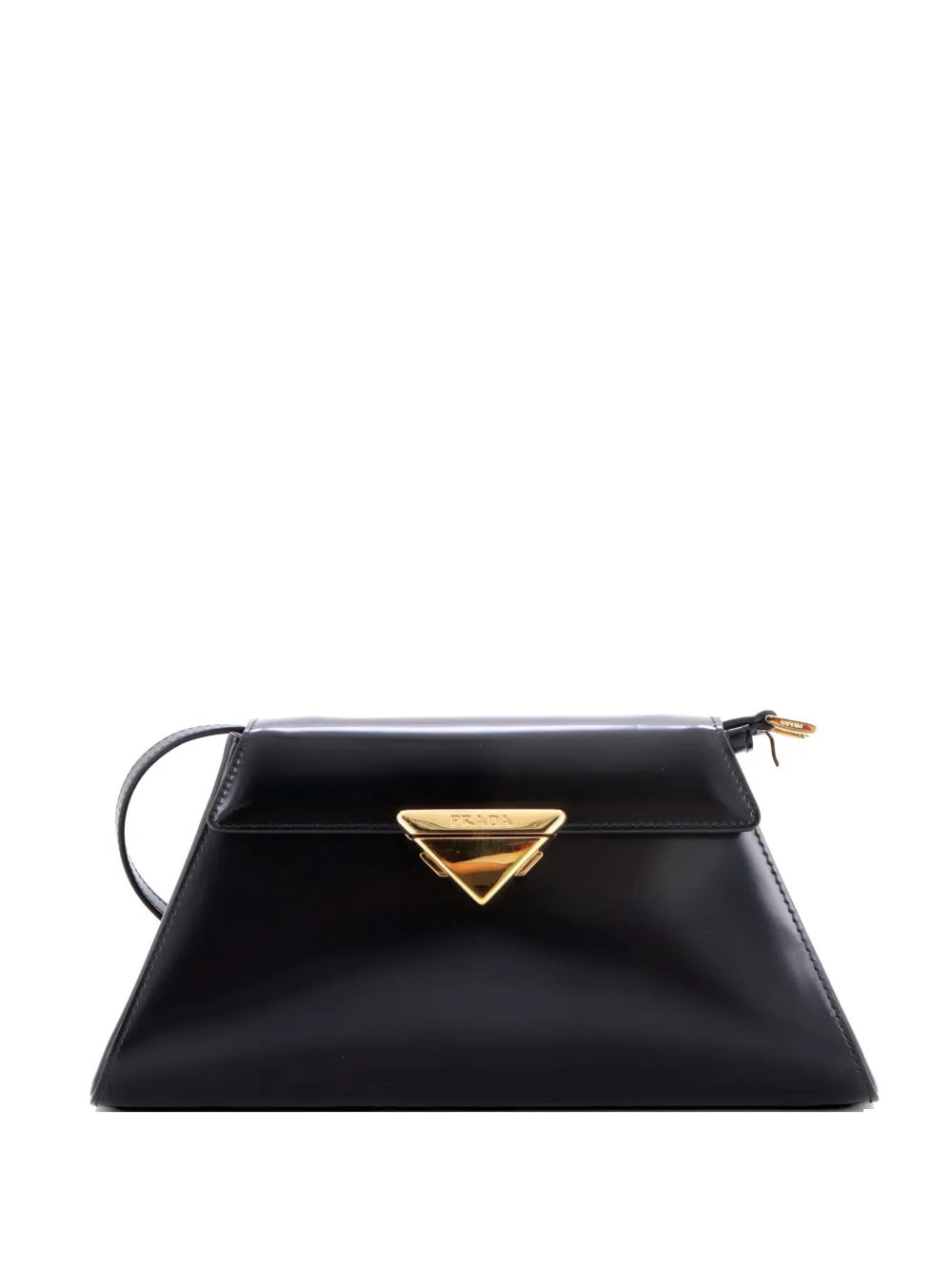 Trapezoid Flap Brushed Leather shoulder bag
