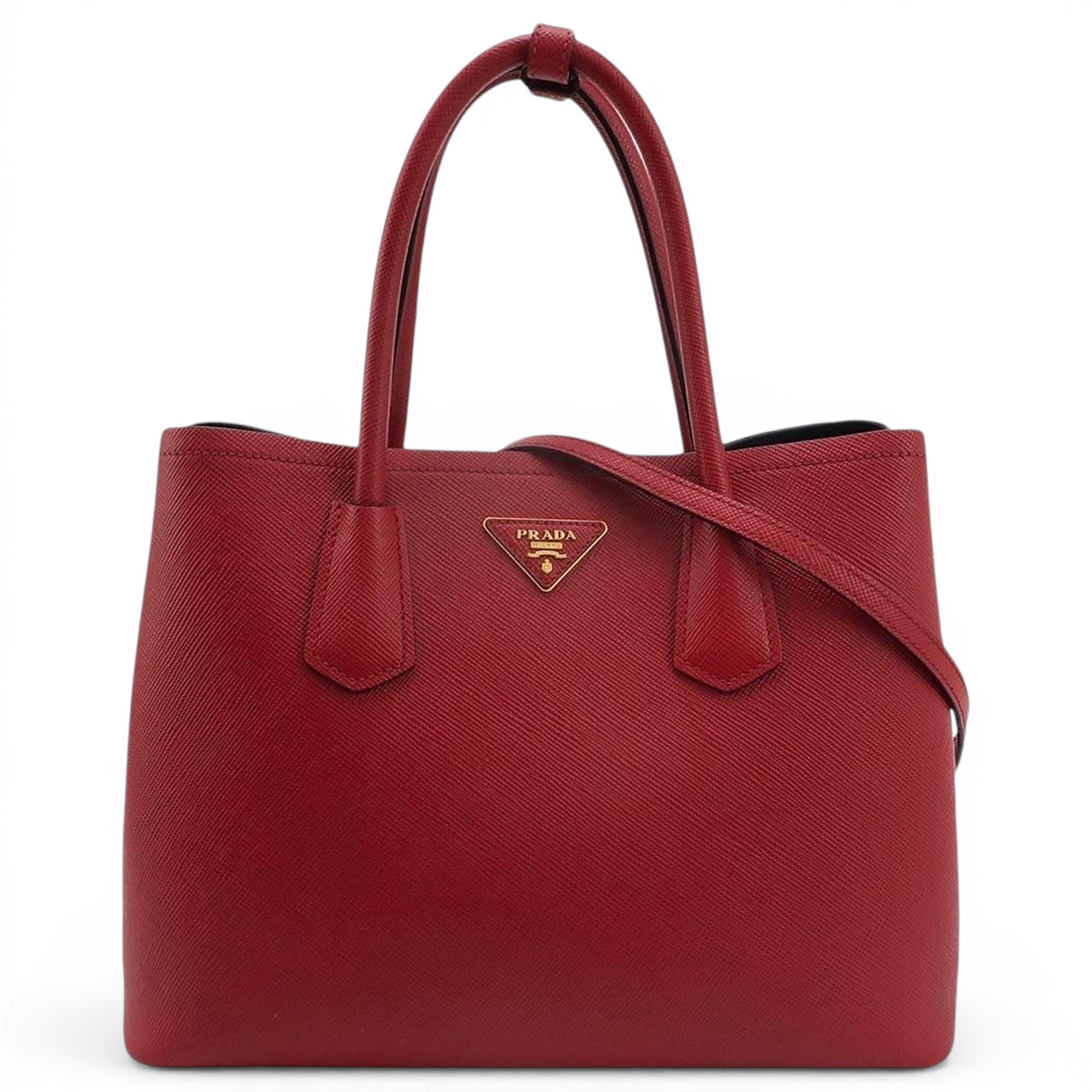 Double leather handbag