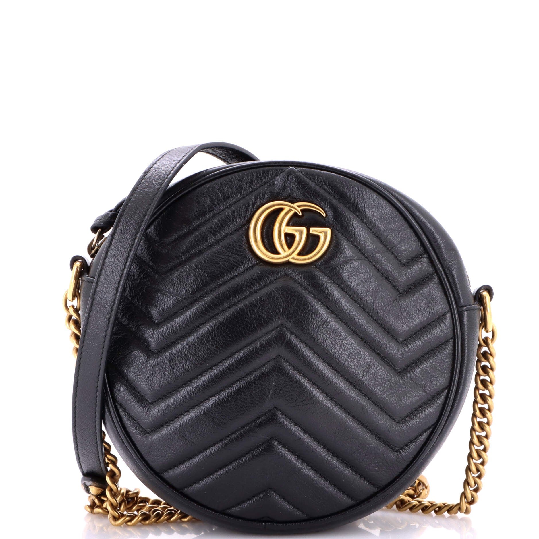 GG Marmont Round Shoulder Bag Matelasse Leather Mini