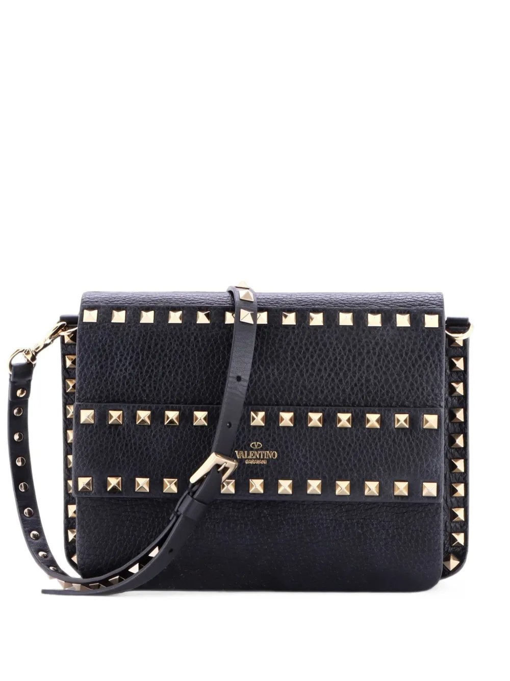 Rockstud Front Handle Flap Bag Leather Small crossbody bag