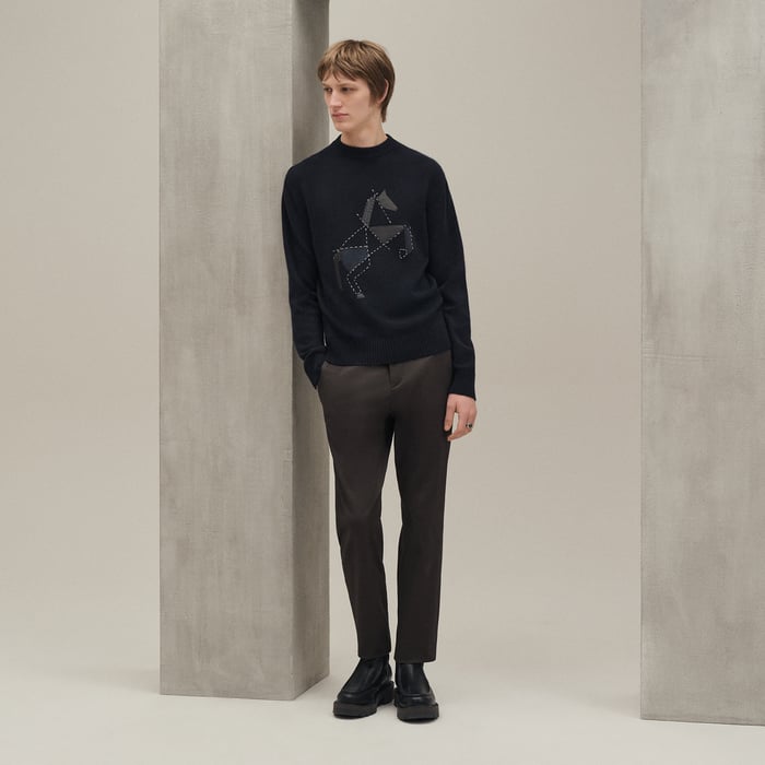 Marine Cashmere "Cheval Tangram" Crewneck Sweater