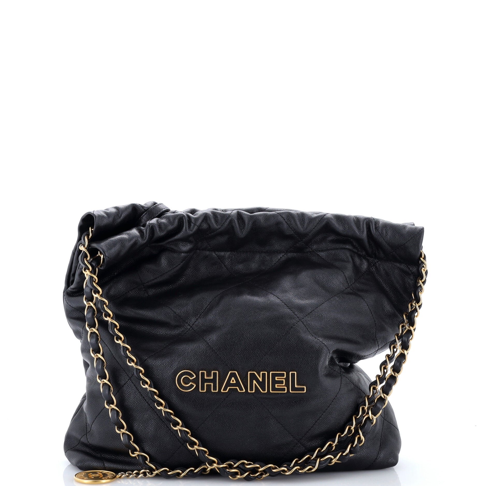 22 Chain Hobo Quilted Caviar Small