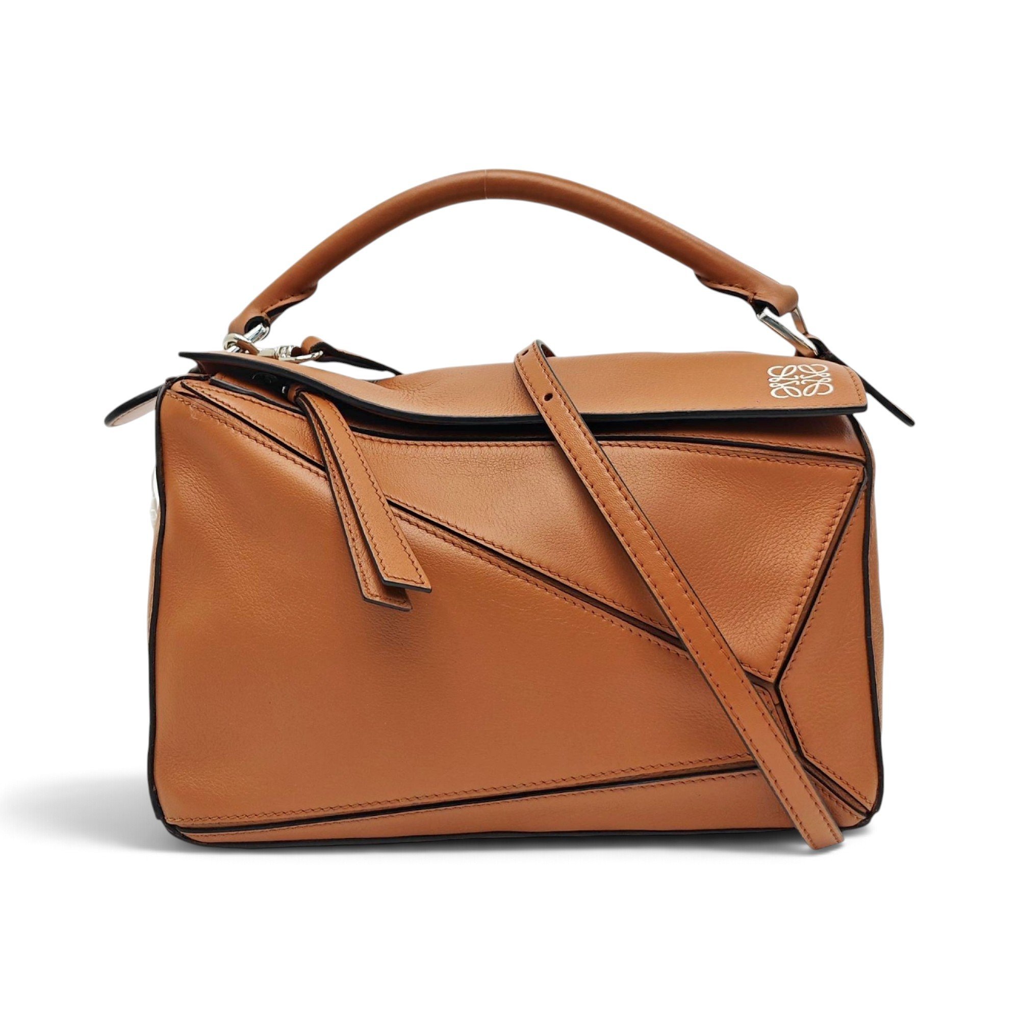 Puzzle leather handbag