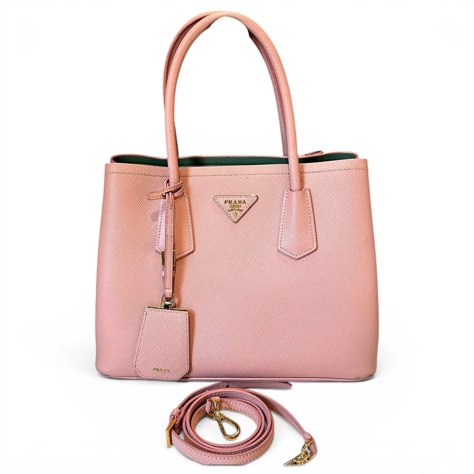 Double leather handbag
