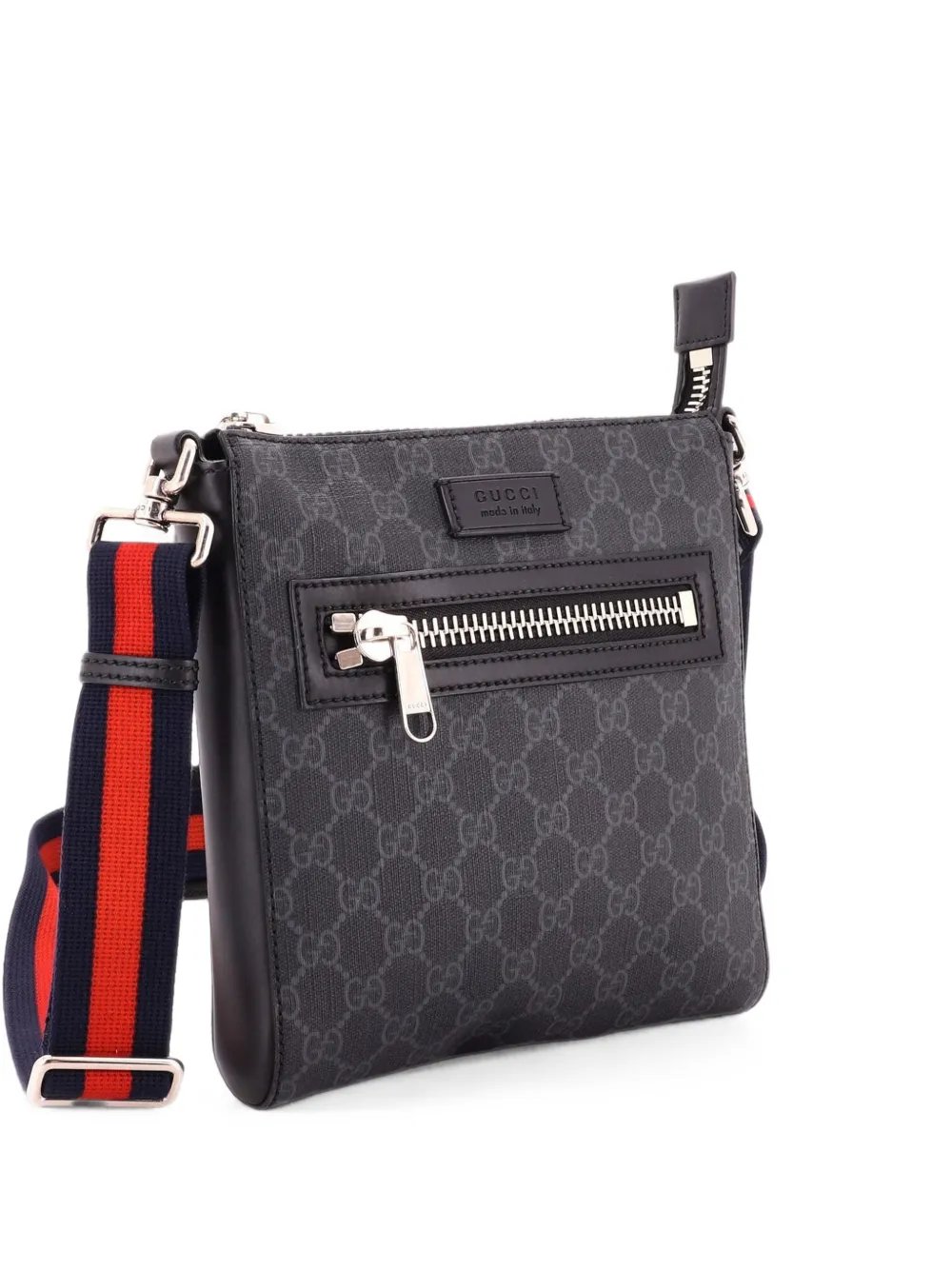 Web Strap Front Zip Messenger Bag GG Coated Canvas Small crossbody bag