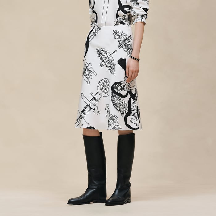 Blanc Nacre "Ferronnerie Remix" Slanted Skirt