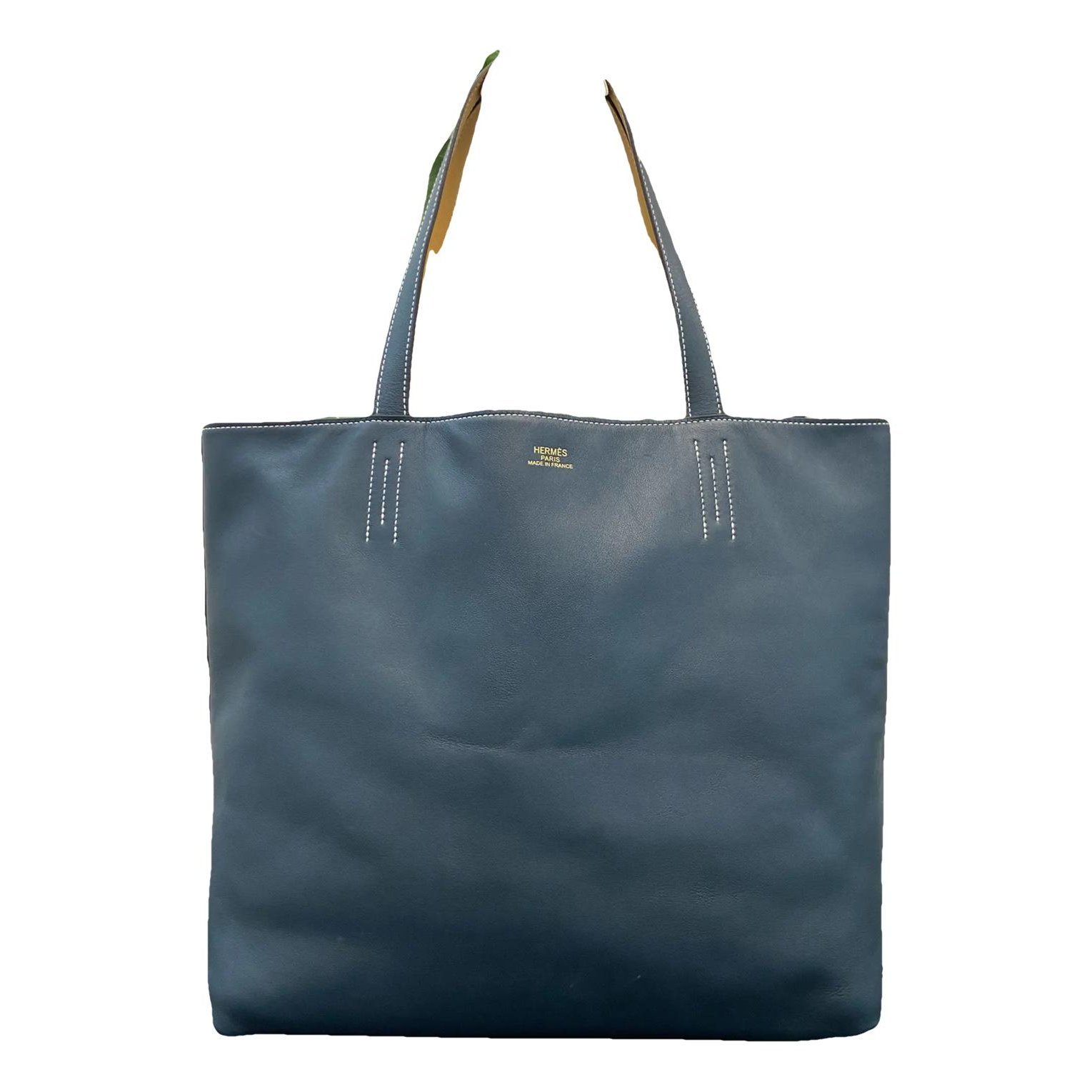 Double sens leather handbag