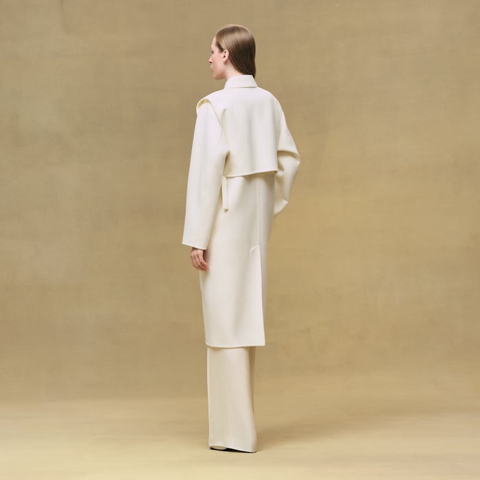 Blanc Naturel Long Storm Flap Coat