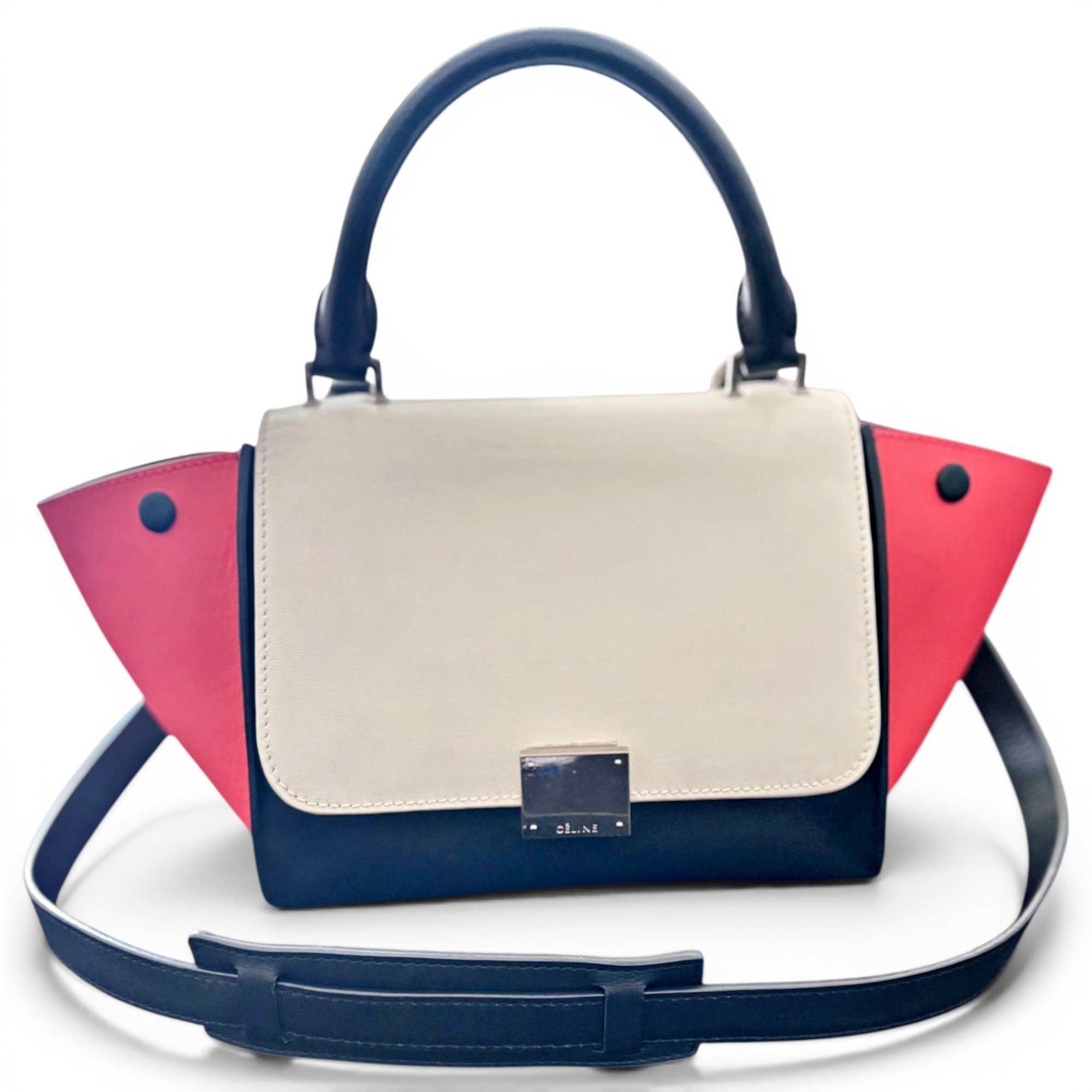 Trapèze leather handbag