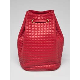 Celine Celine Red Quilted Calfskin Leather Small C Backpack Bag