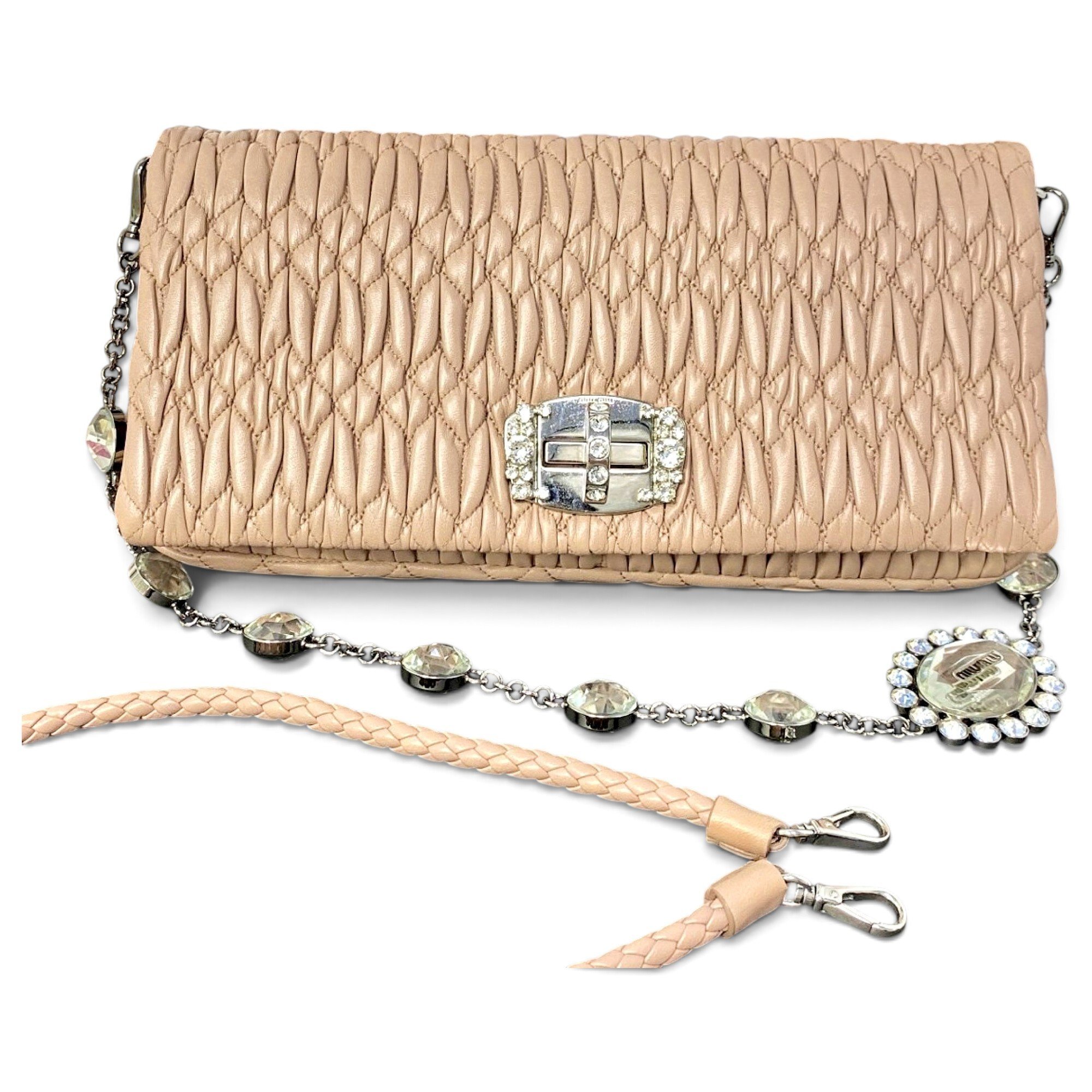 Miu Crystal leather handbag