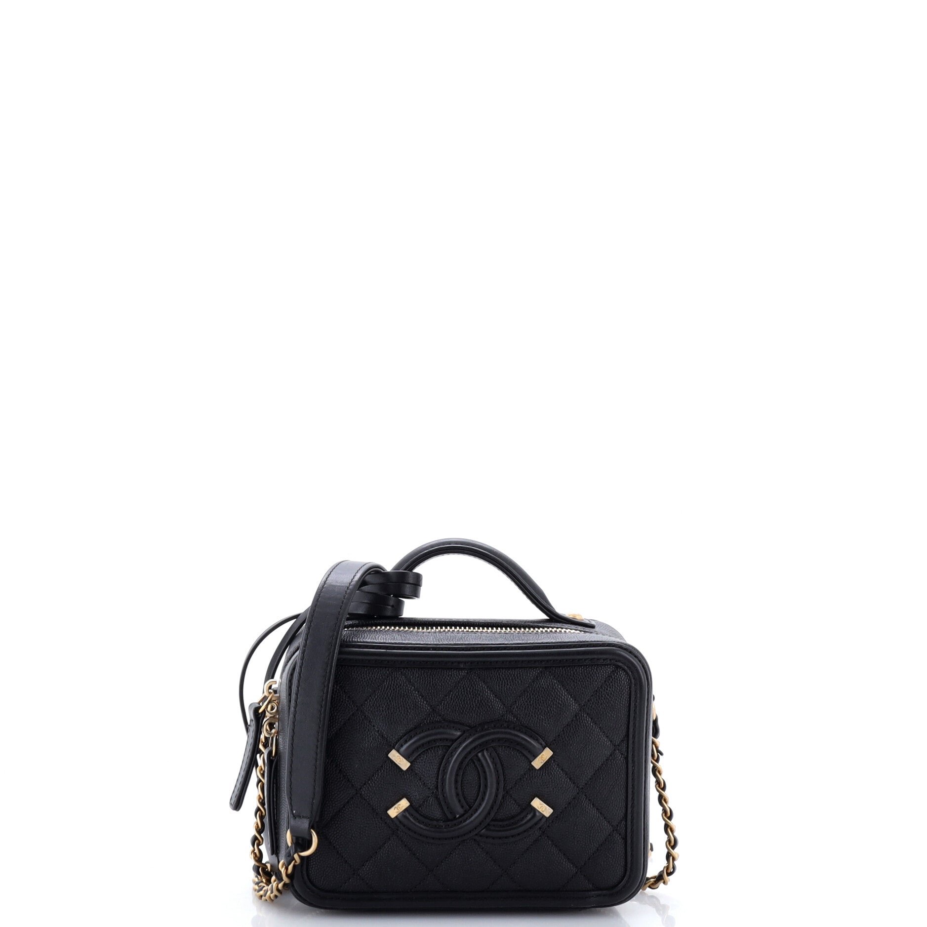 Filigree Vanity Case Quilted Caviar Small