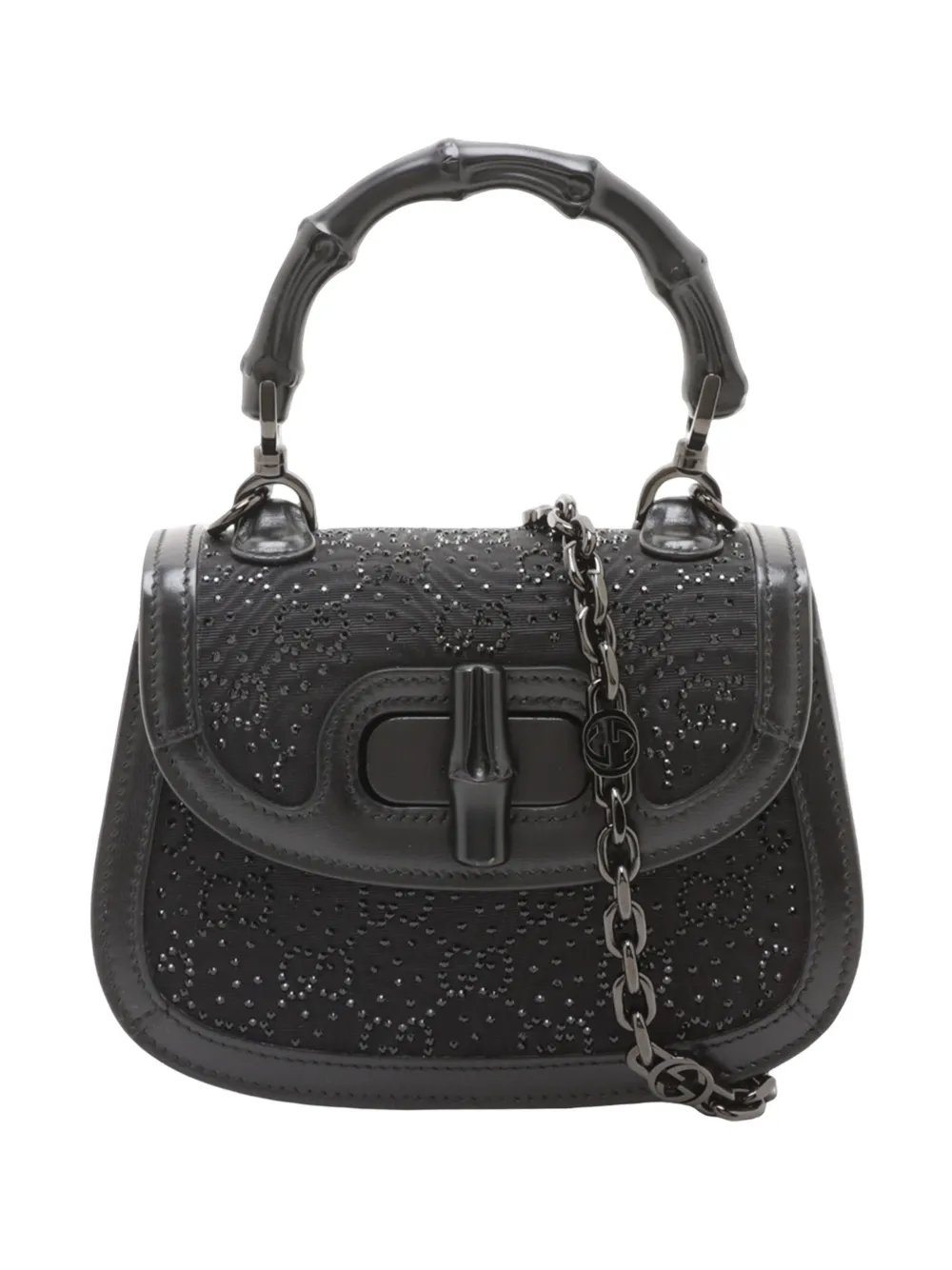 2016-2026 Mini GG Nylon Crystal 1947 Bamboo Top Handle Bag satchel