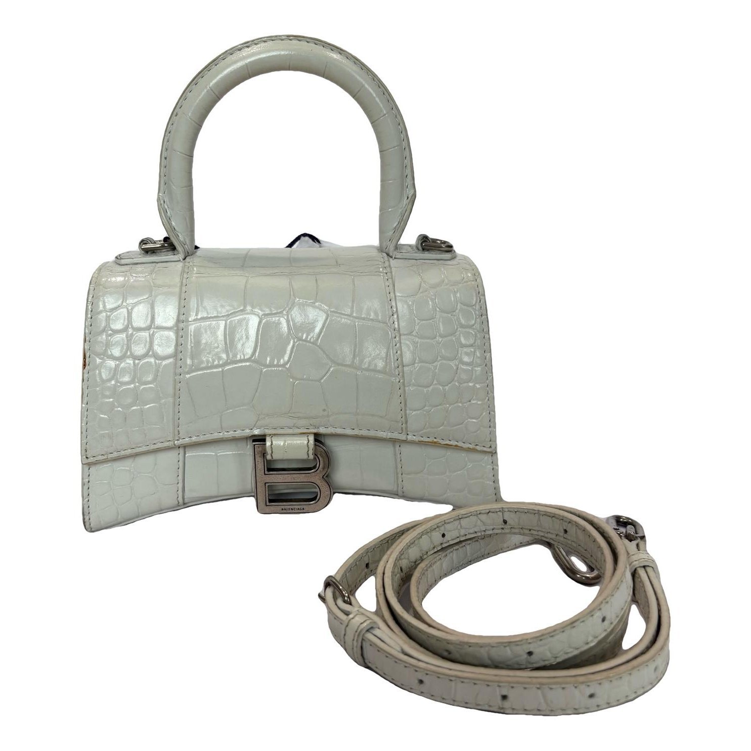 Hourglass leather handbag