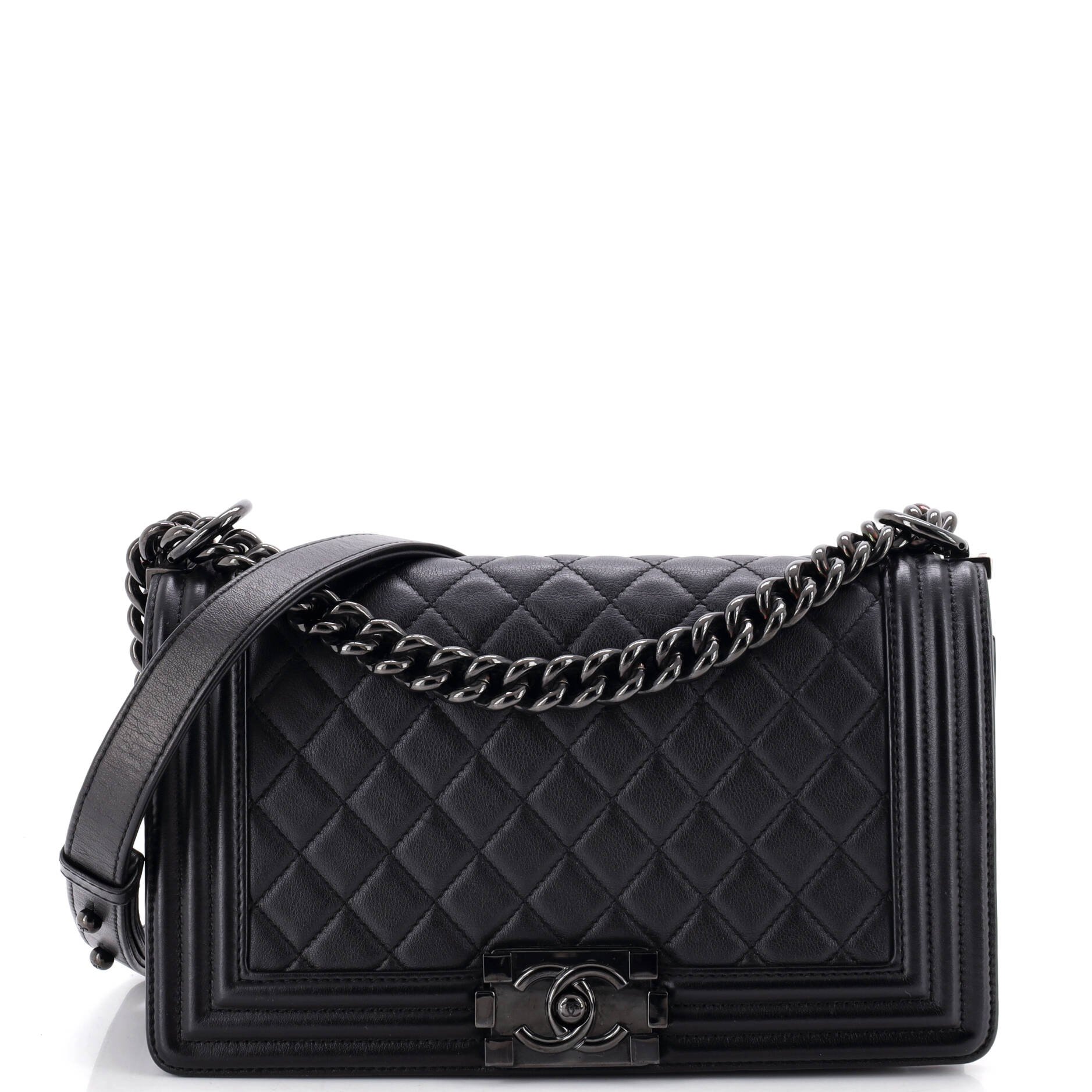 So Black Boy Flap Bag Quilted Lambskin Old Medium
