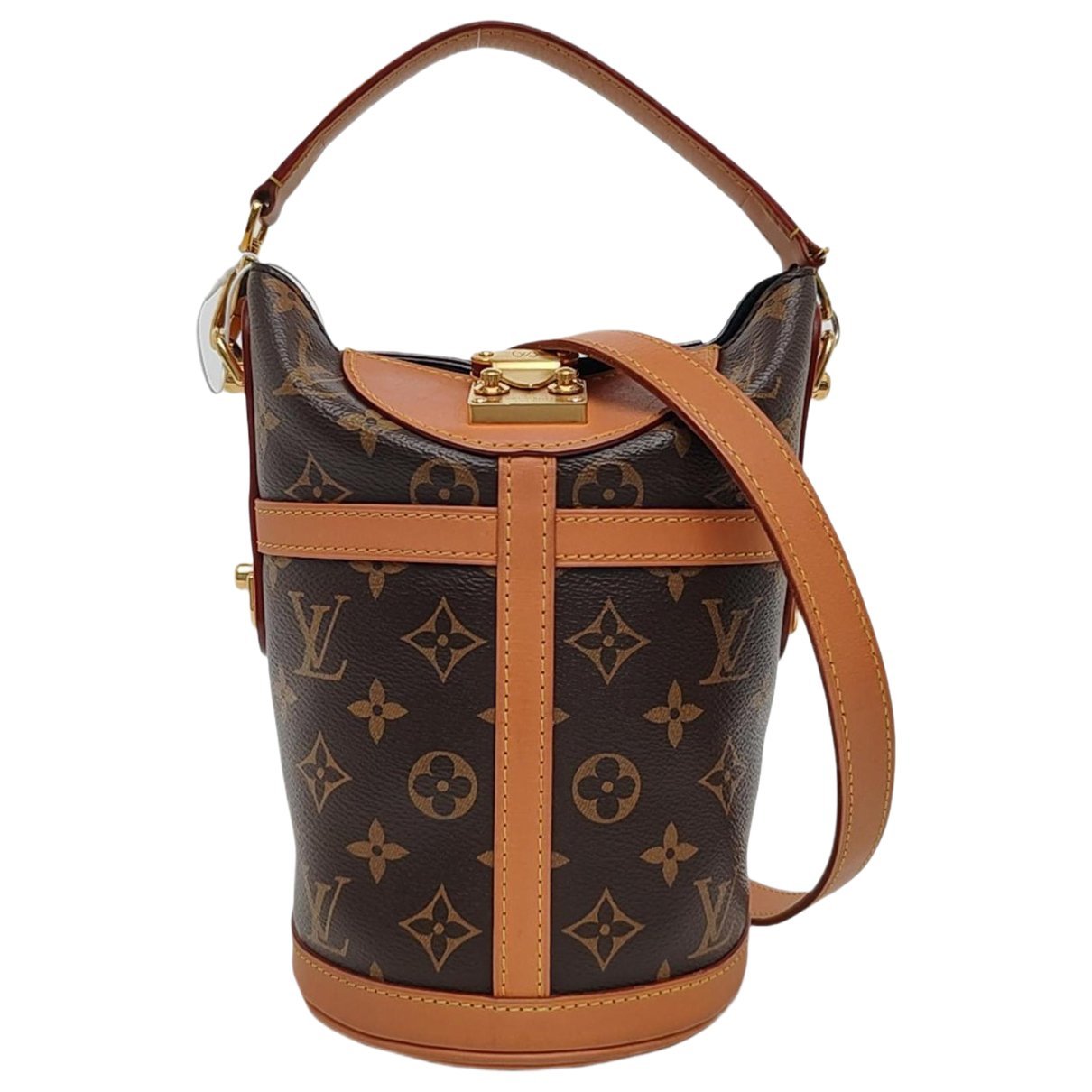 Duffle leather handbag