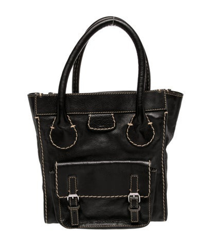 Chloe Leather Chloe Black Leather Large Edith Tote Bag