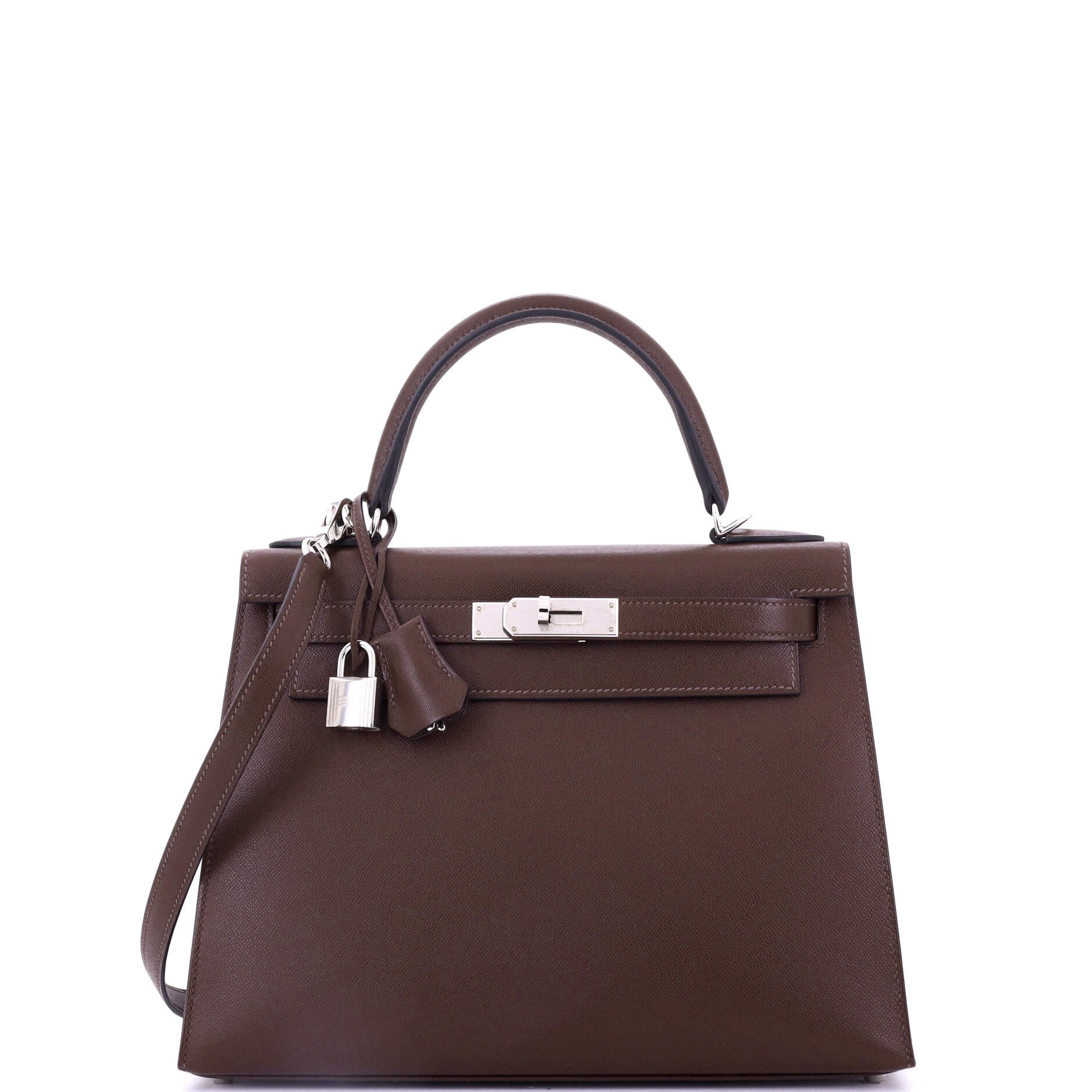 Hermes Kelly Handbag Havane Madame with Palladium Hardware 28