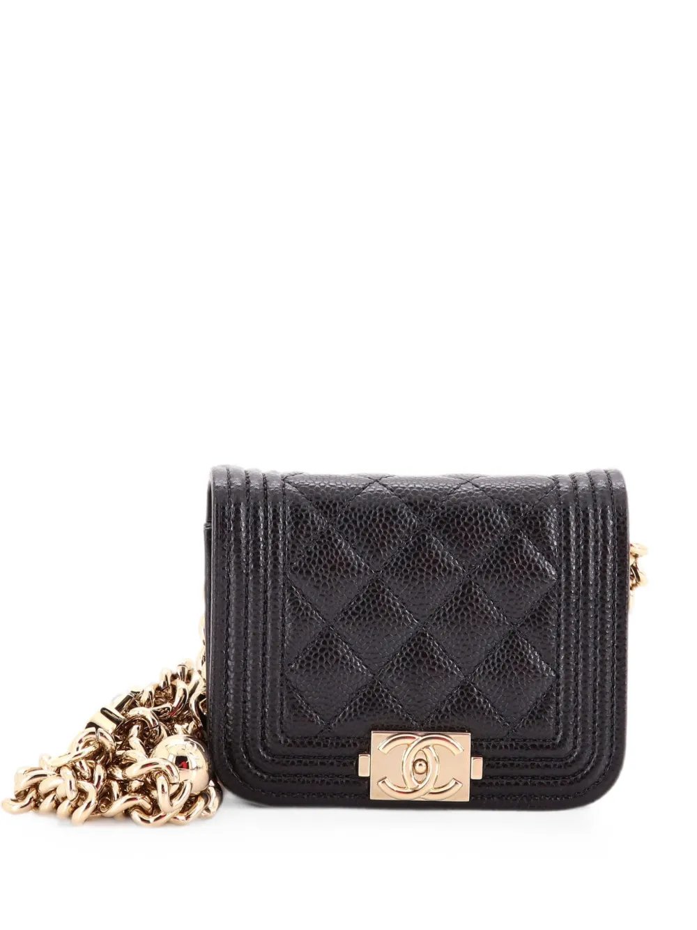 Boy Flap Chain Quilted Caviar belt bag