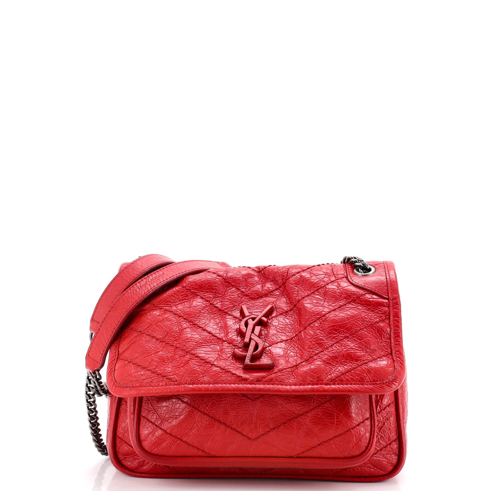 Niki Chain Flap Bag Matelasse Chevron Leather Baby