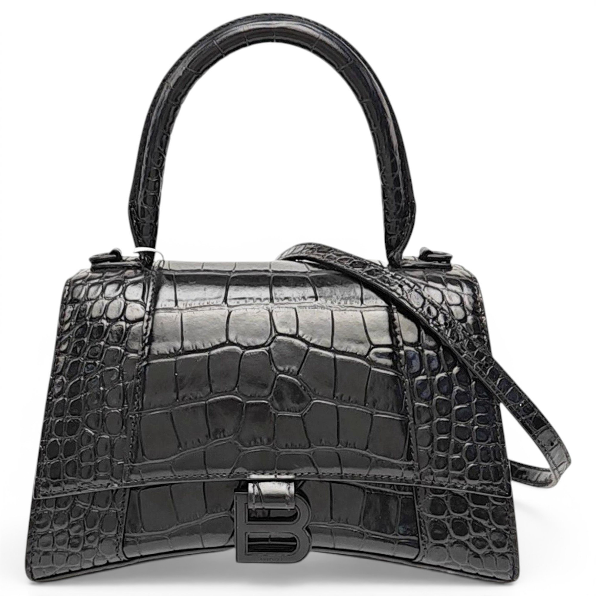 Hourglass leather handbag
