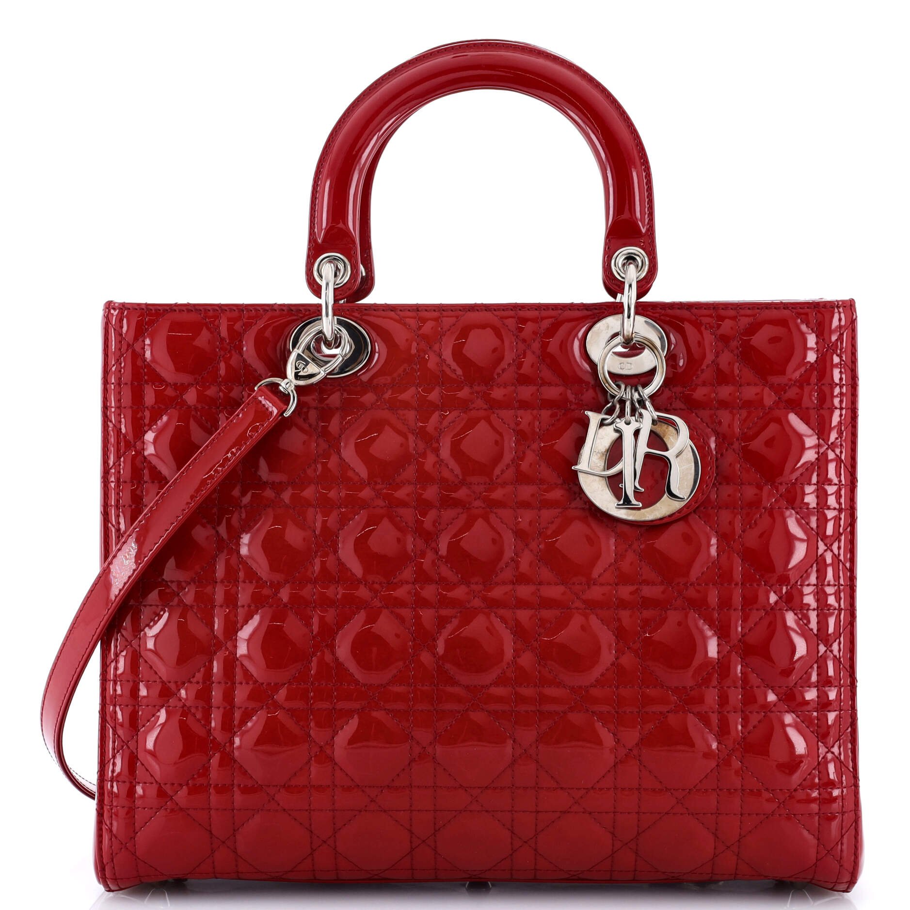 Dior Lady Dior Bag Cannage Quilt Patent Large