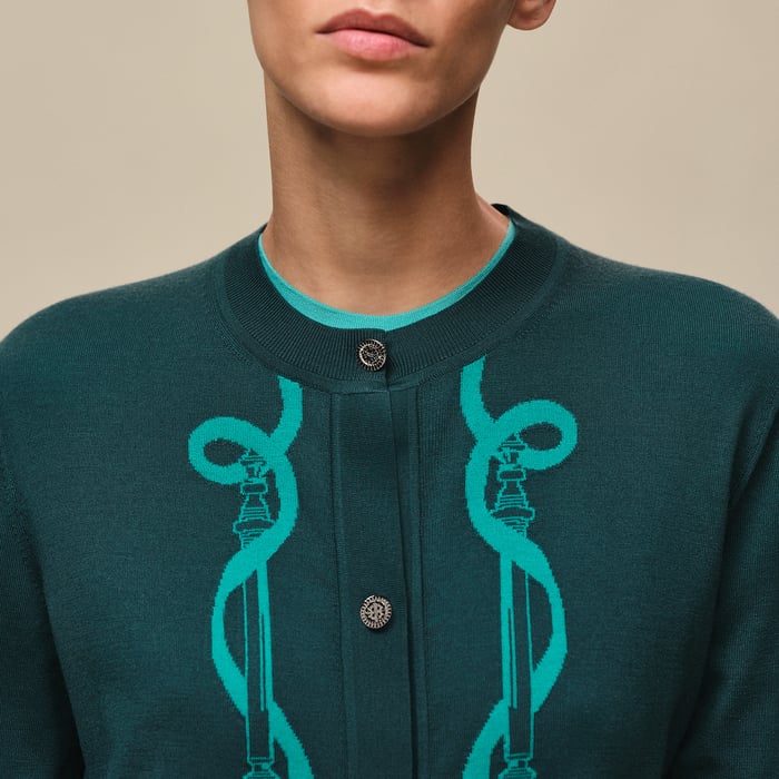 Vert Pin "Ferronnerie" Long-sleeve Cardigan