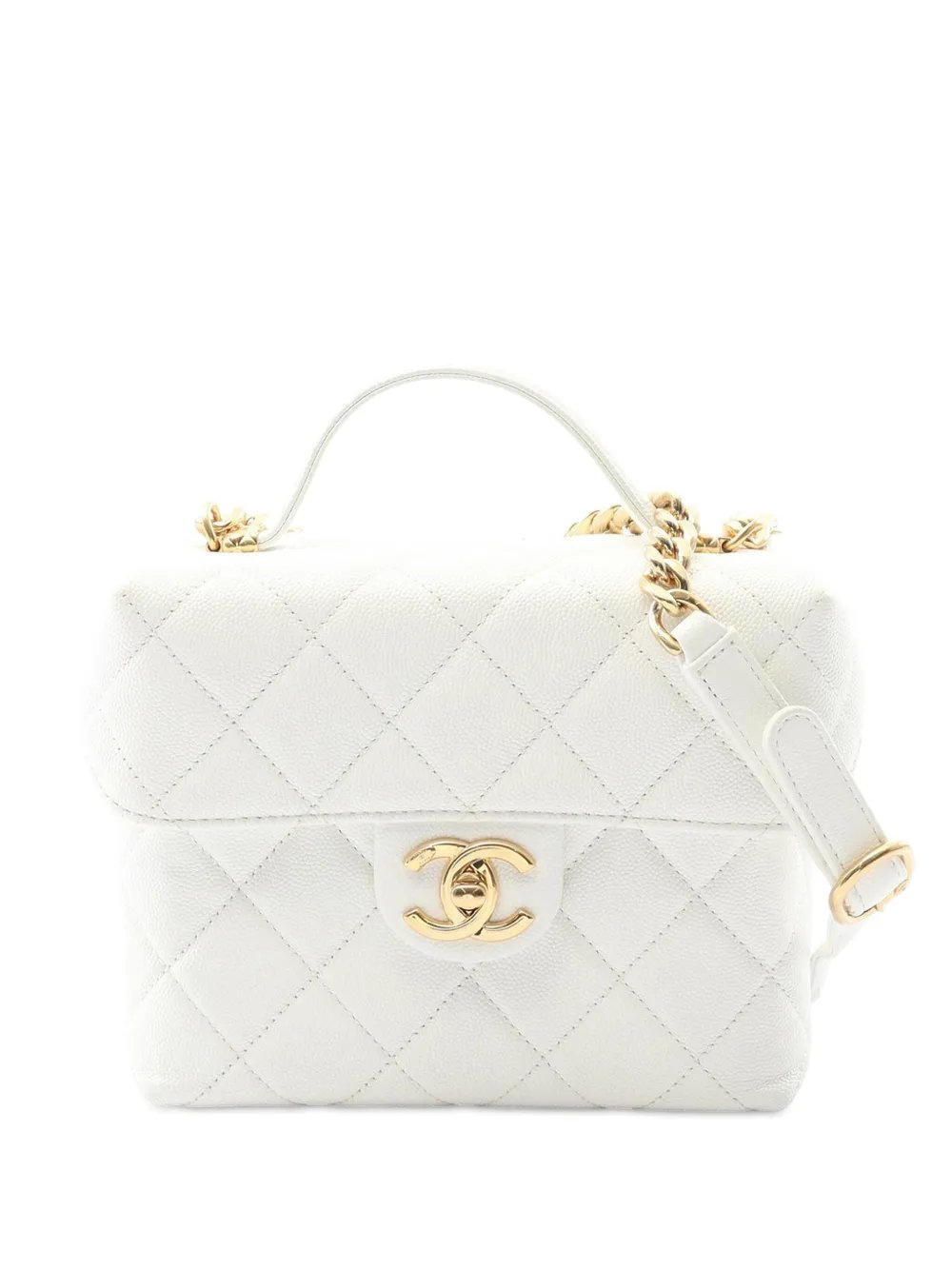 2021-2025 Quilted Caviar Handy Box Vanity Case with Chain satchel