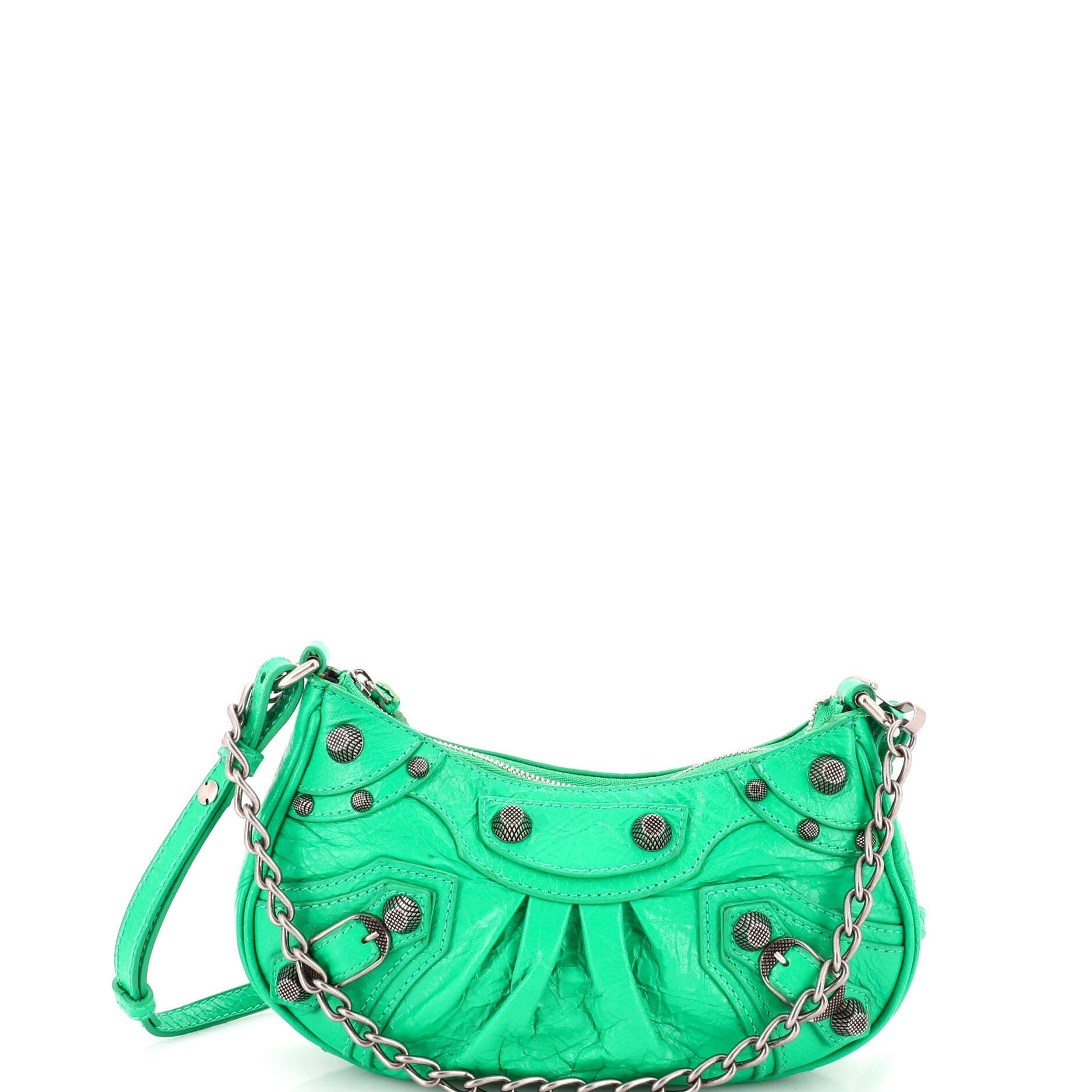Le Cagole Giant Studs Chain Shoulder Bag Leather XS