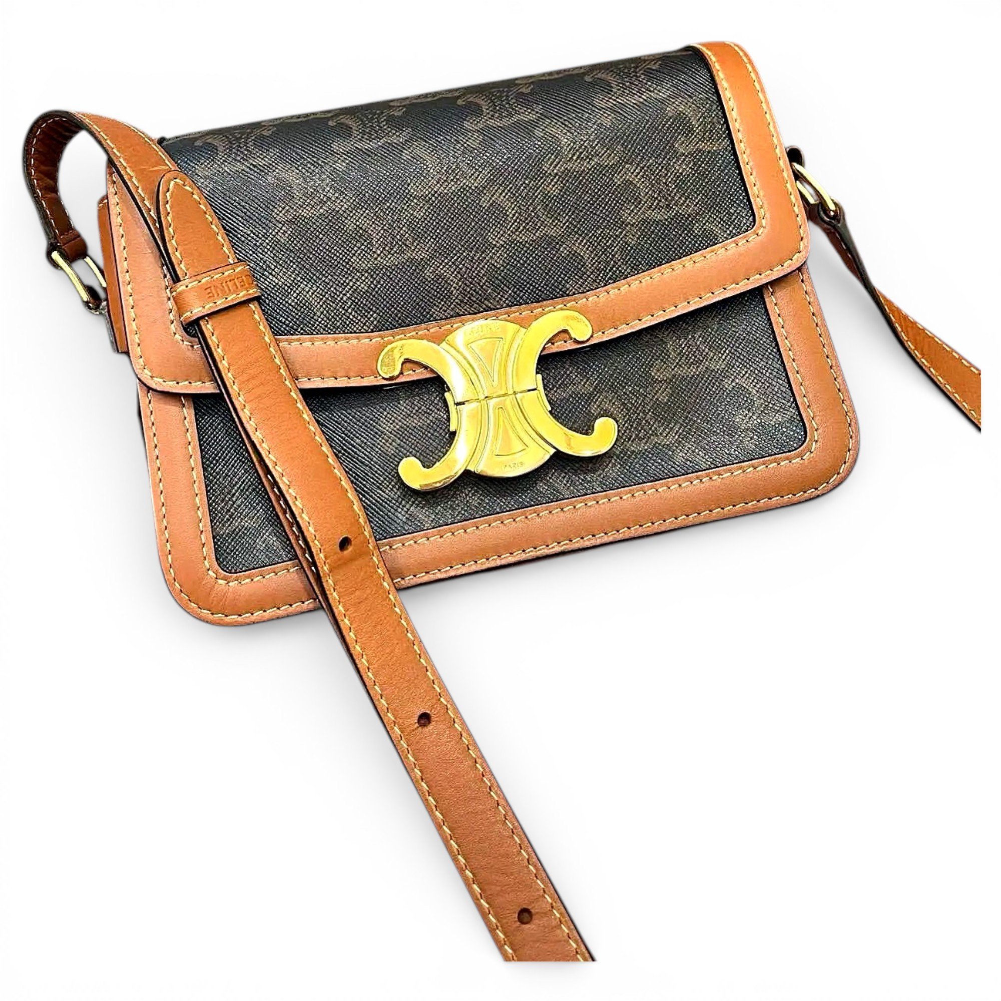Triomphe vinyl crossbody bag
