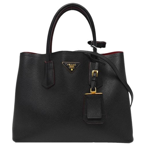 Double leather handbag