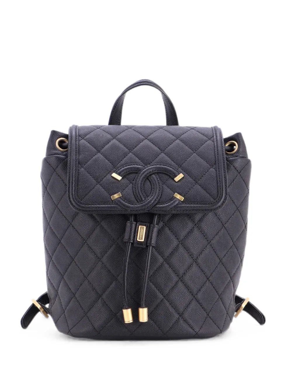 Filigree Quilted Caviar Small backpack