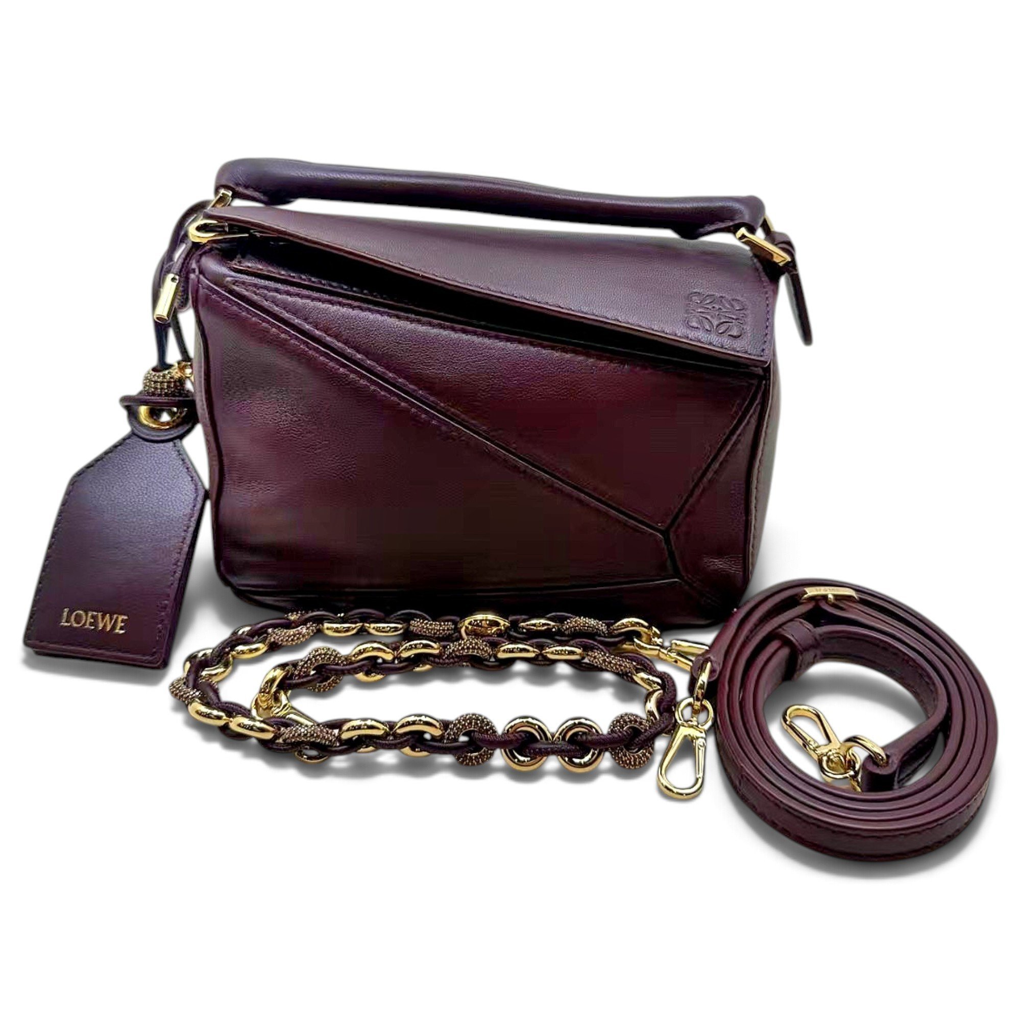 Puzzle leather handbag