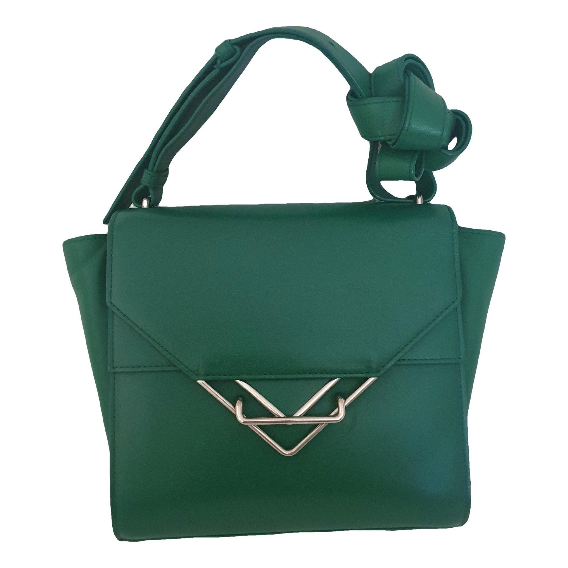 Clip leather handbag