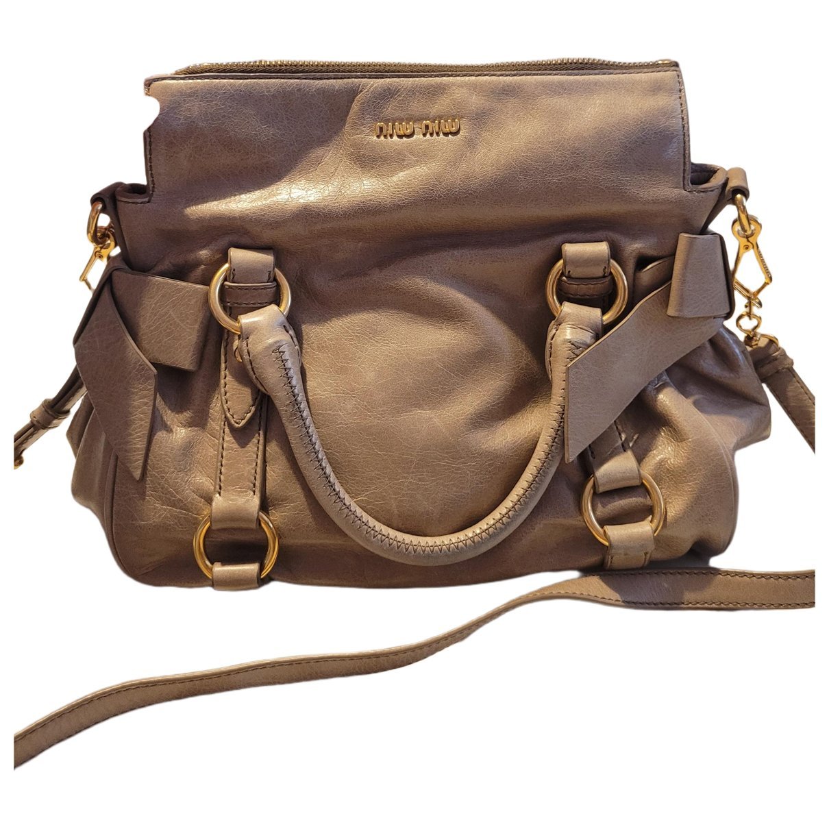 Bow bag leather handbag