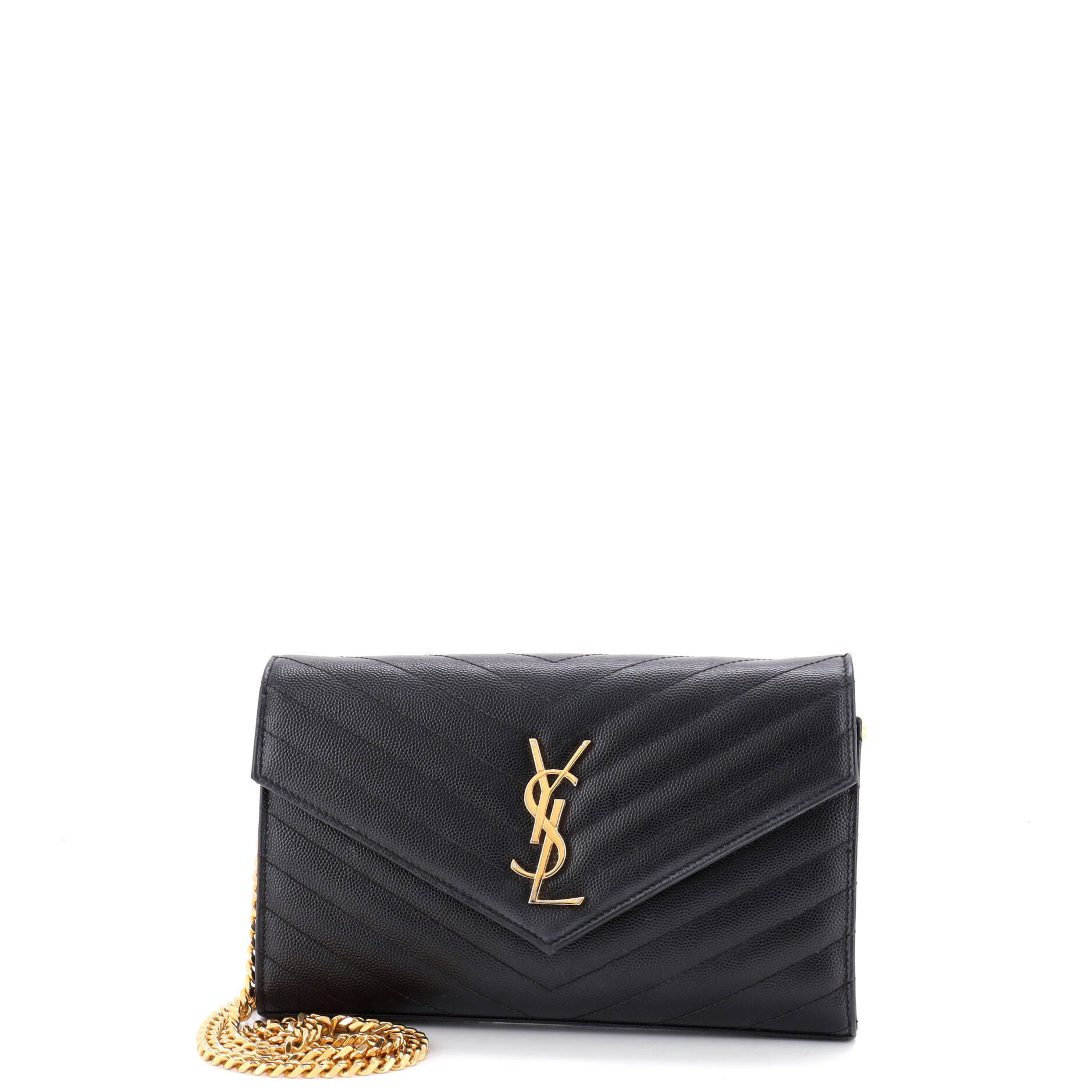 Classic Monogram Wallet on Chain Matelasse Chevron Leather Medium