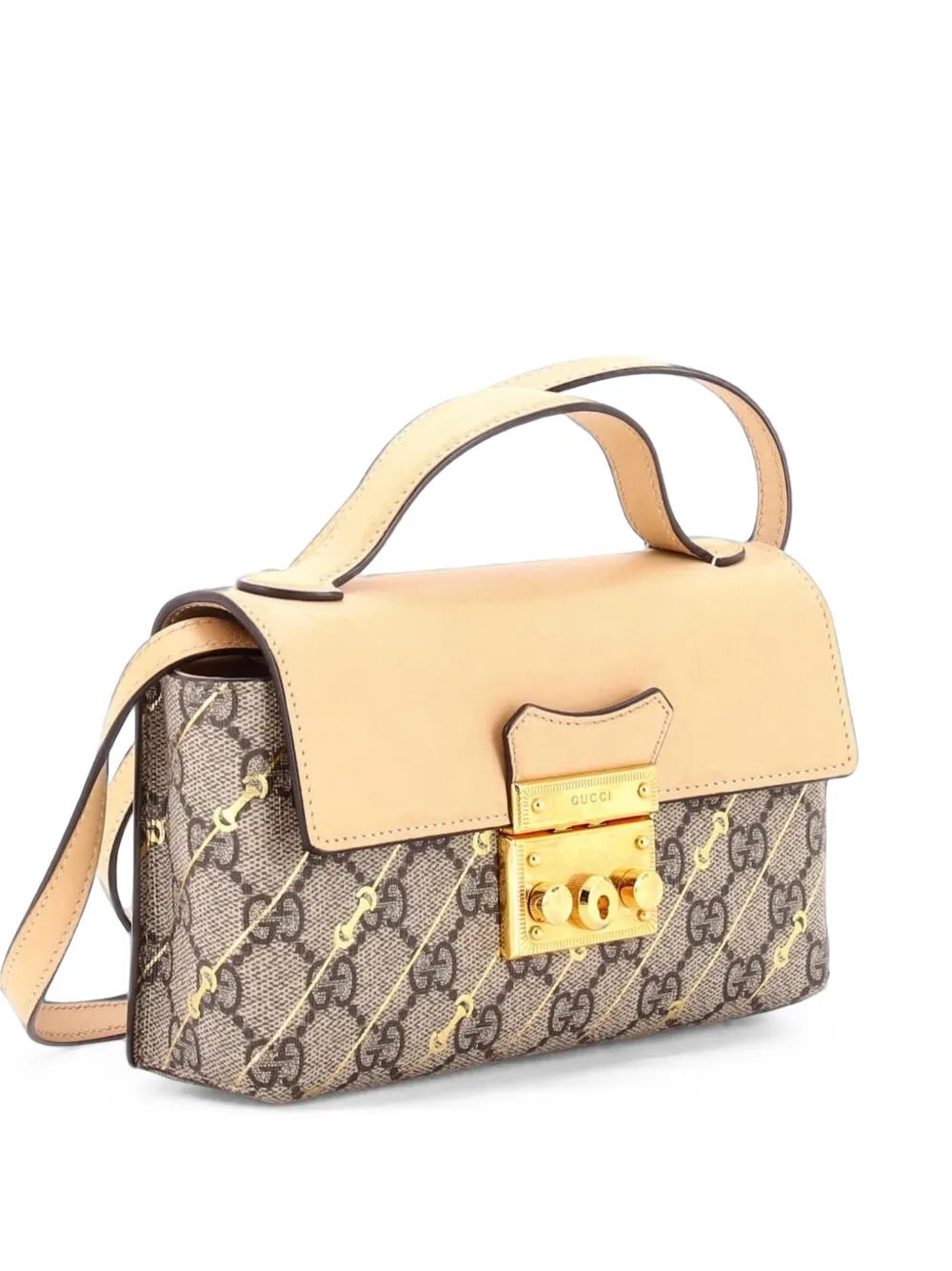 Padlock Top Handle Bag Printed GG Coated Canvas and Leather Mini satchel