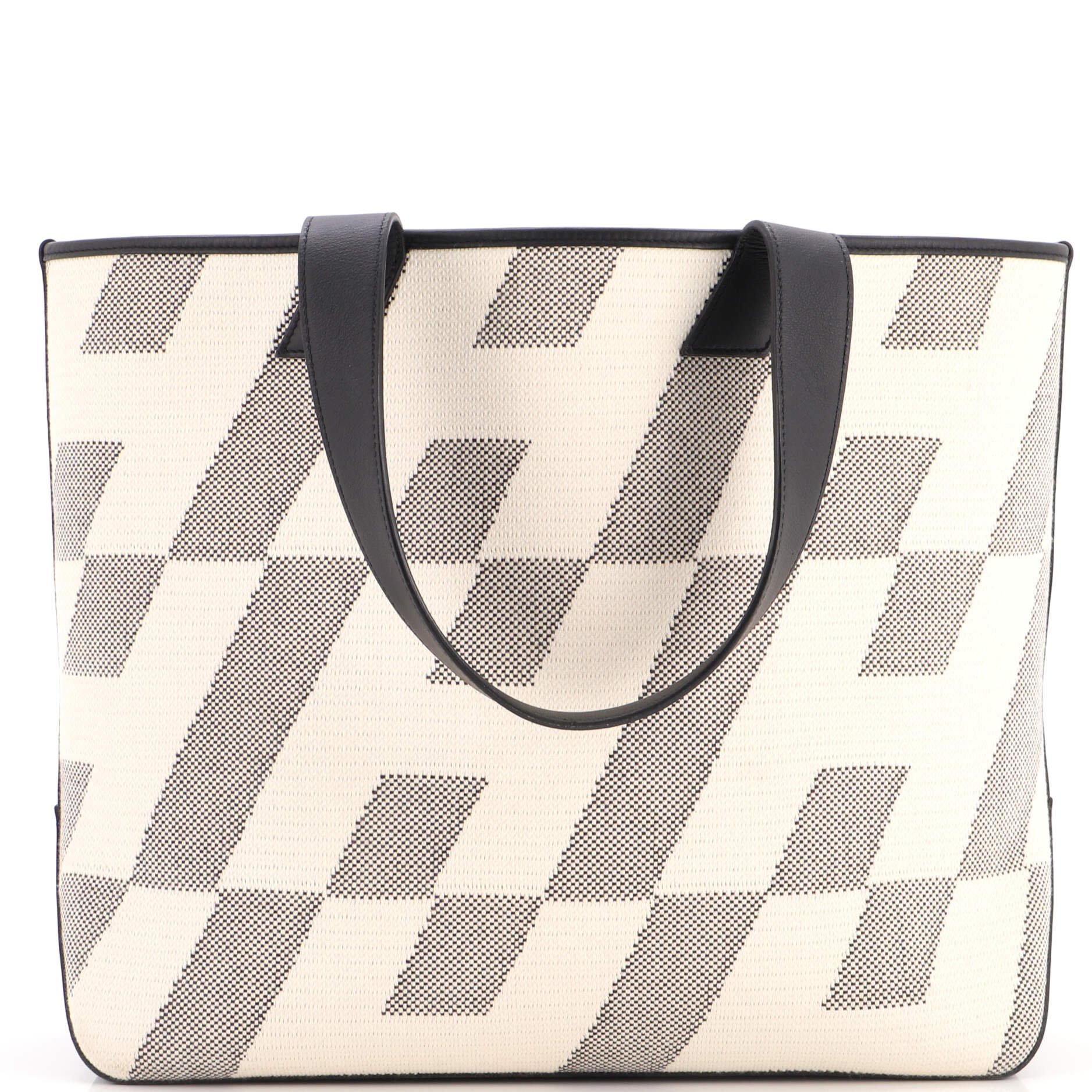 Cabas H en Biais Tote Canvas with Leather 40
